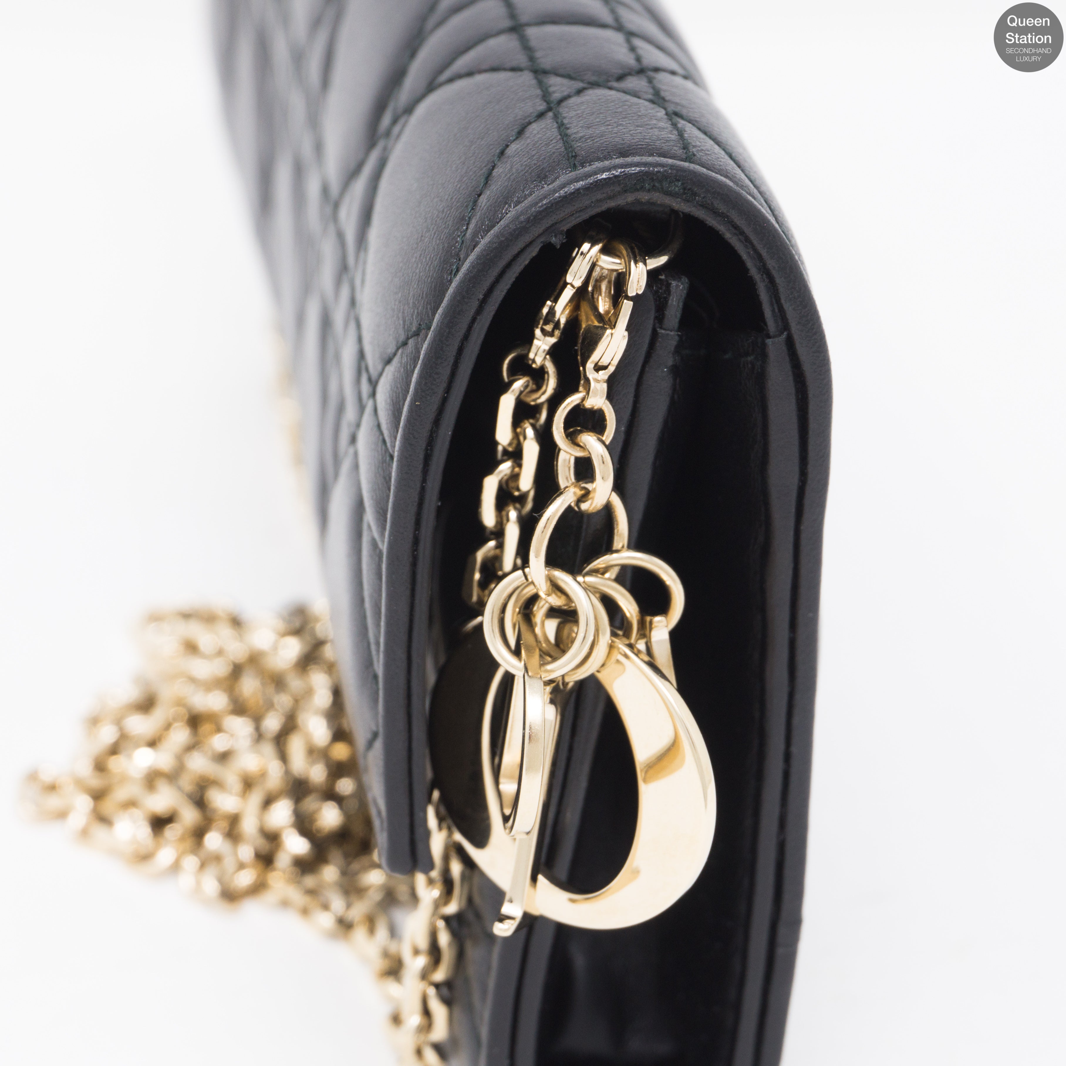 Lady Dior Wallet On Chain Black Leather
