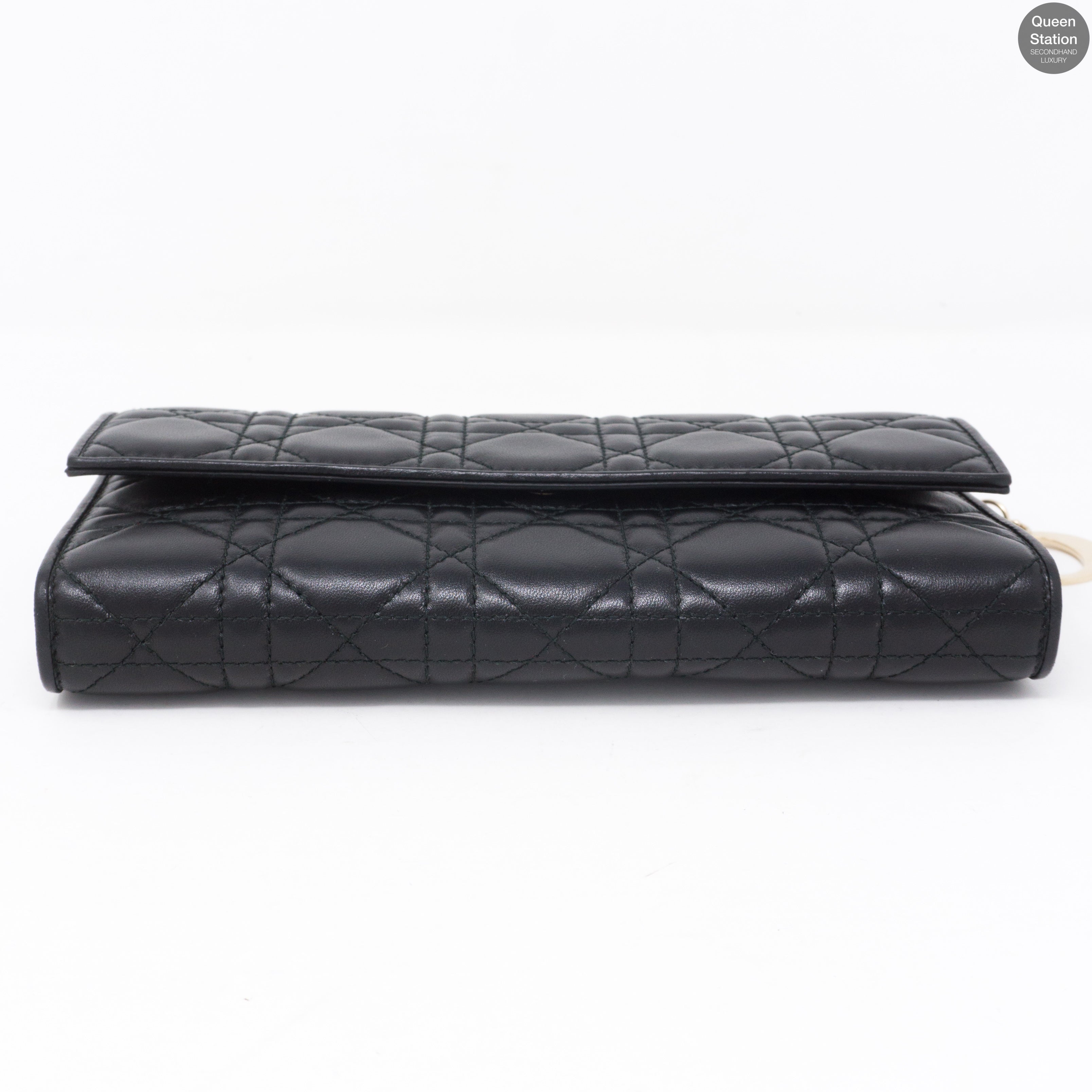 Lady Dior Wallet On Chain Black Leather
