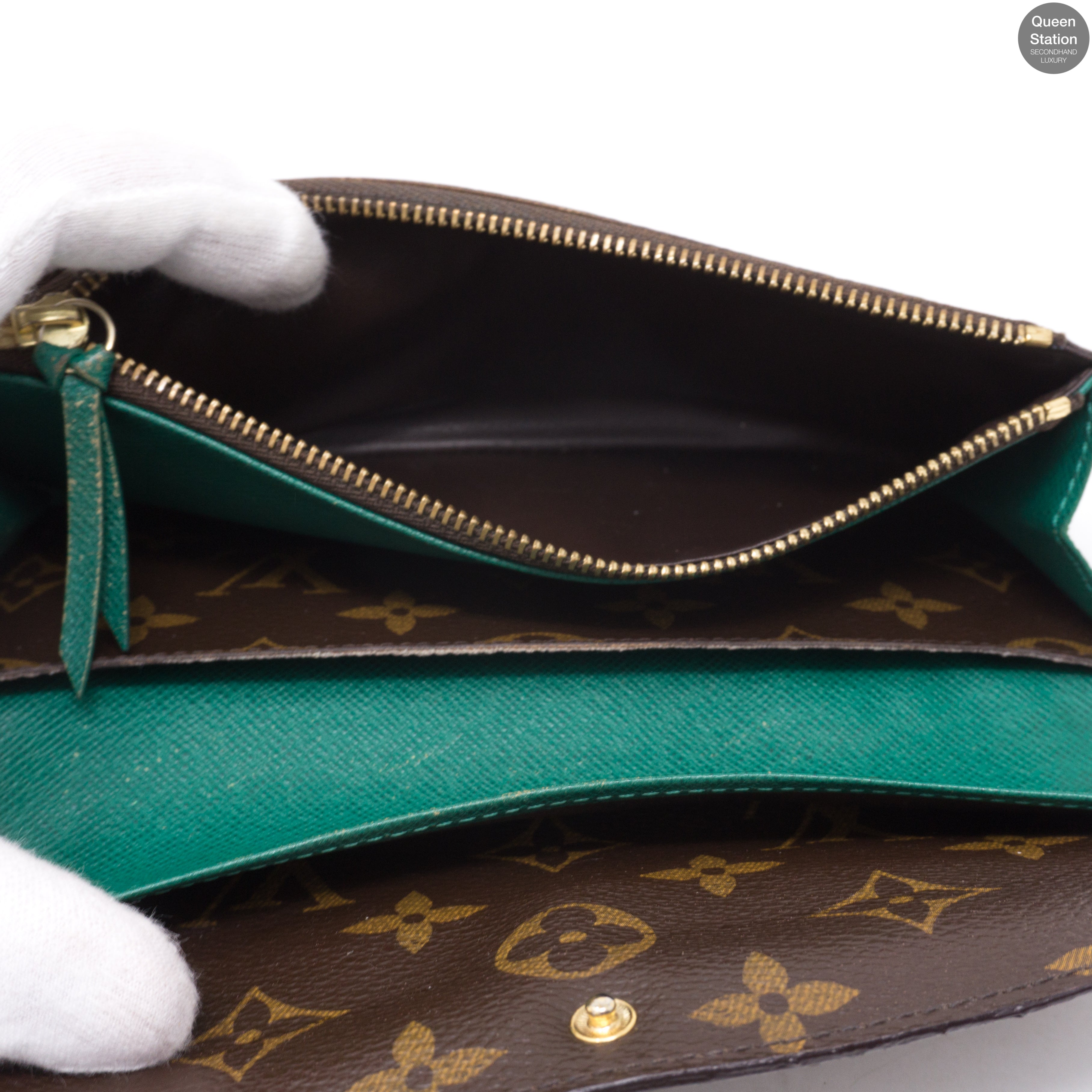 Emilie Monogram Green Wallet