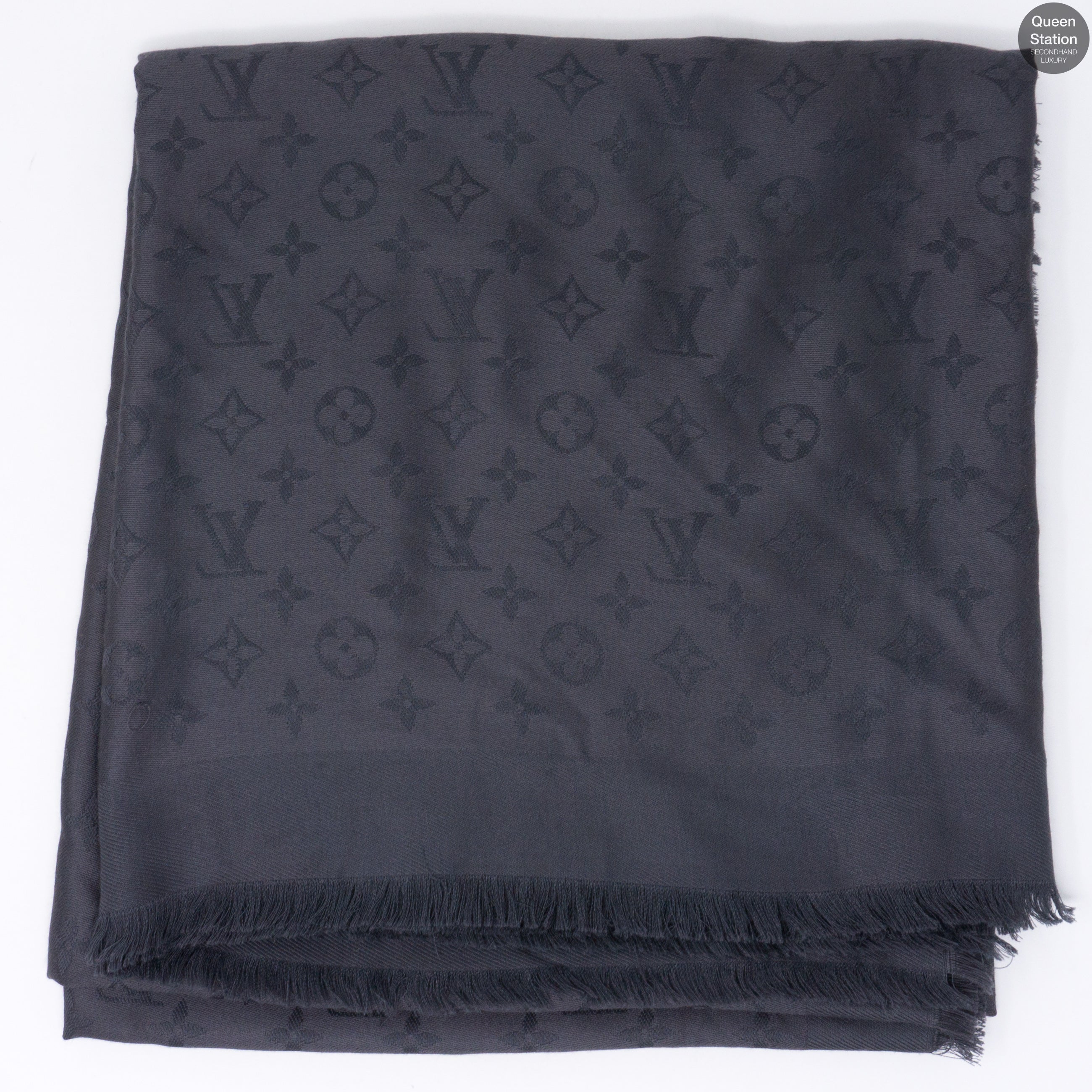 Charcoal Grey Monogram Shawl