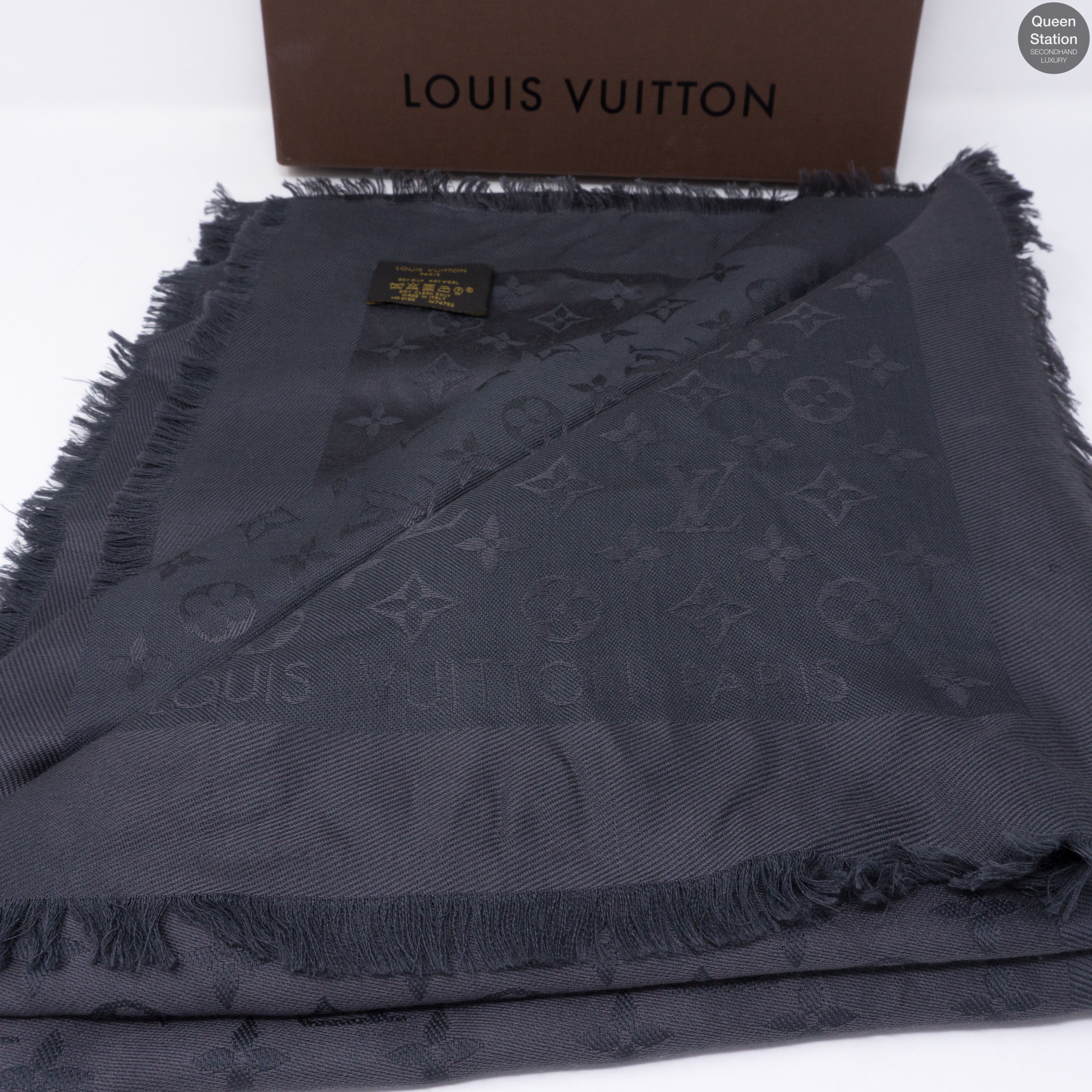 Charcoal Grey Monogram Shawl