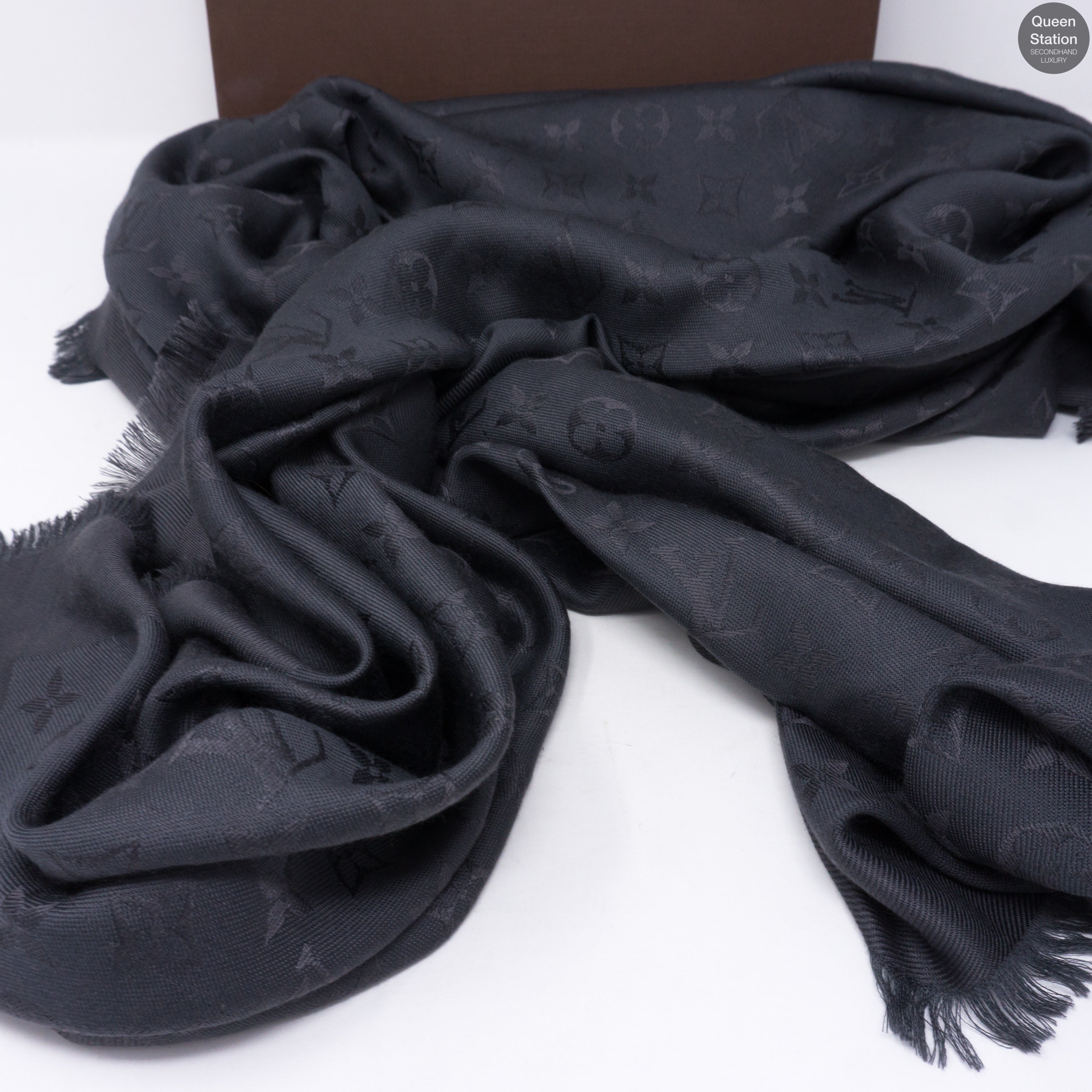 Charcoal Grey Monogram Shawl