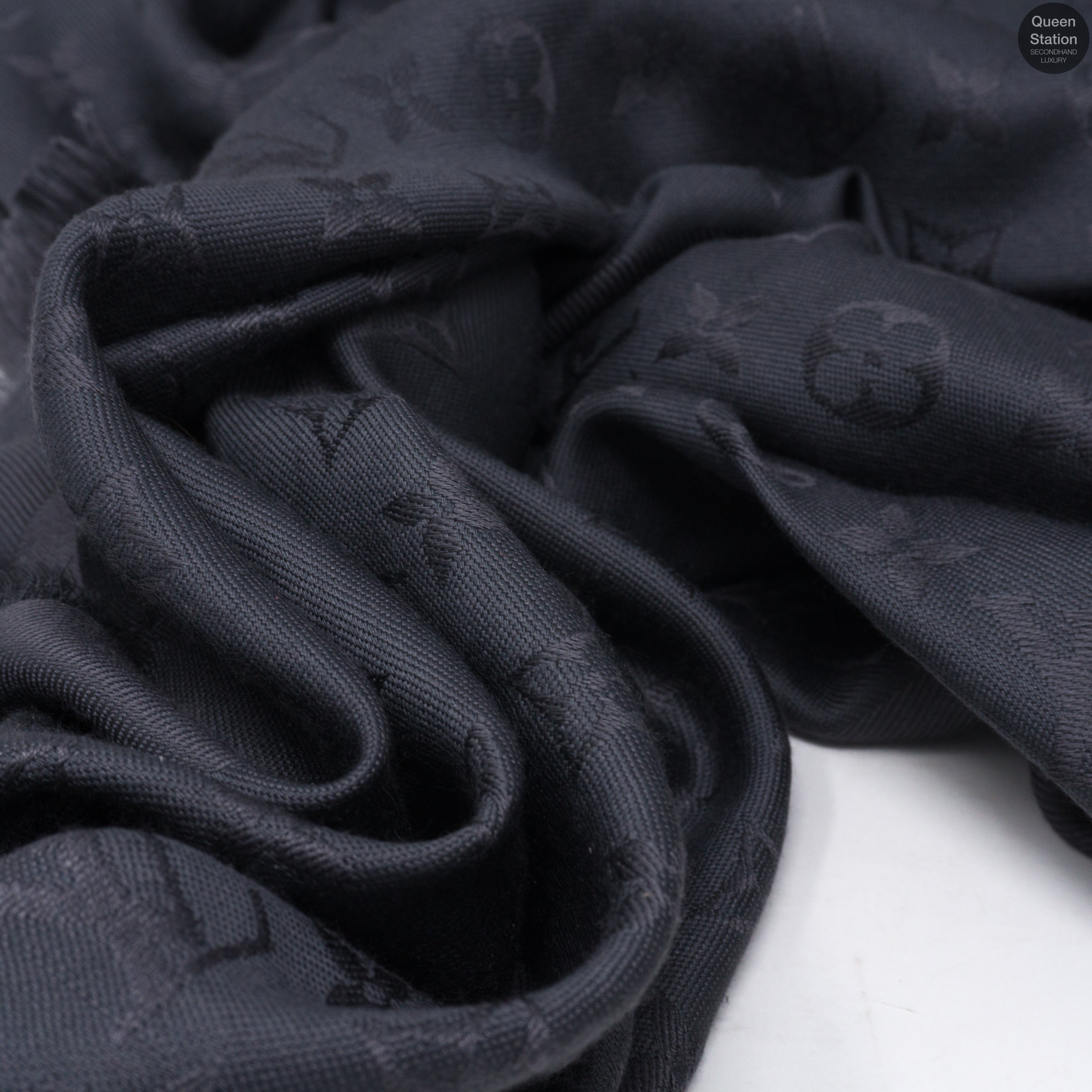 Charcoal Grey Monogram Shawl