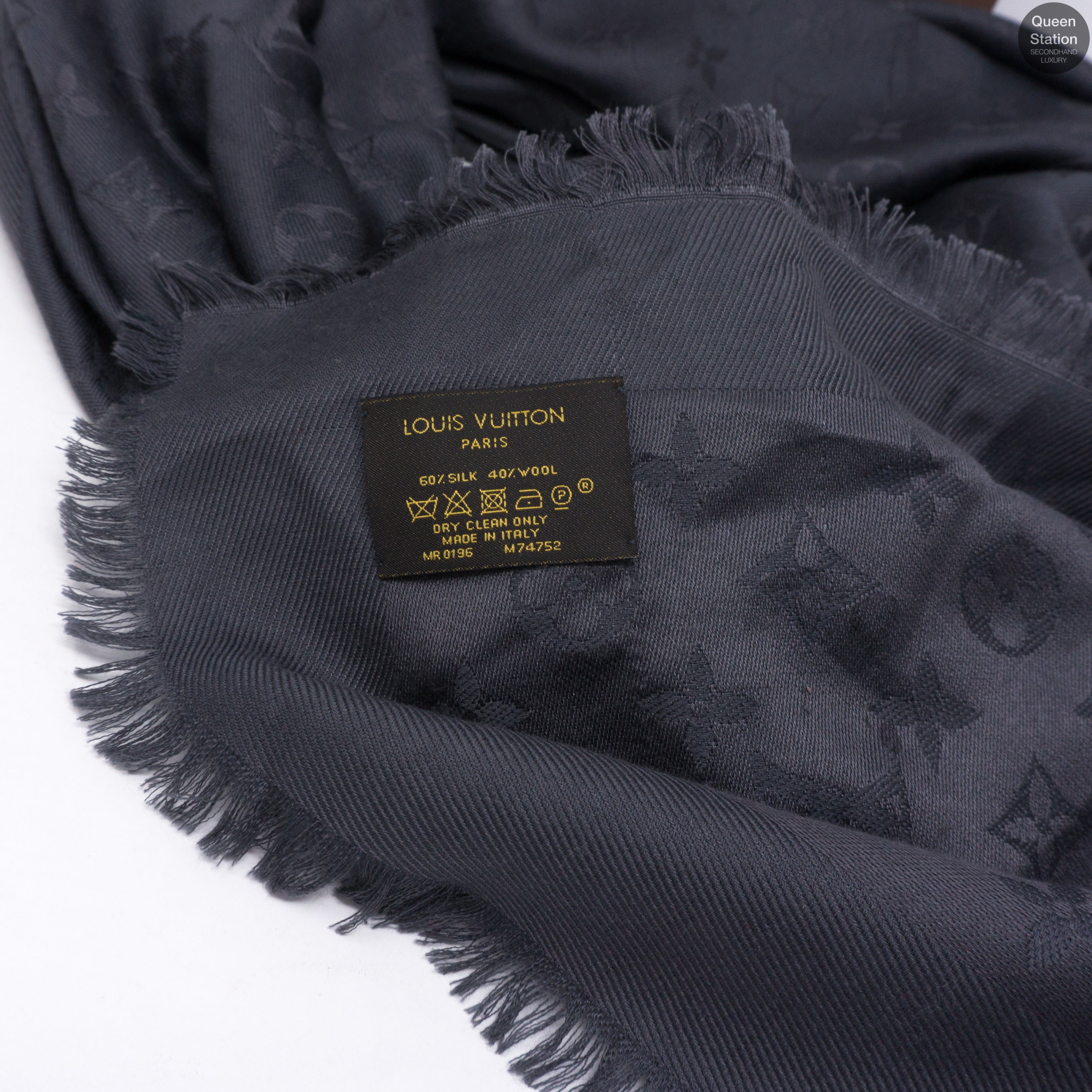 Charcoal Grey Monogram Shawl