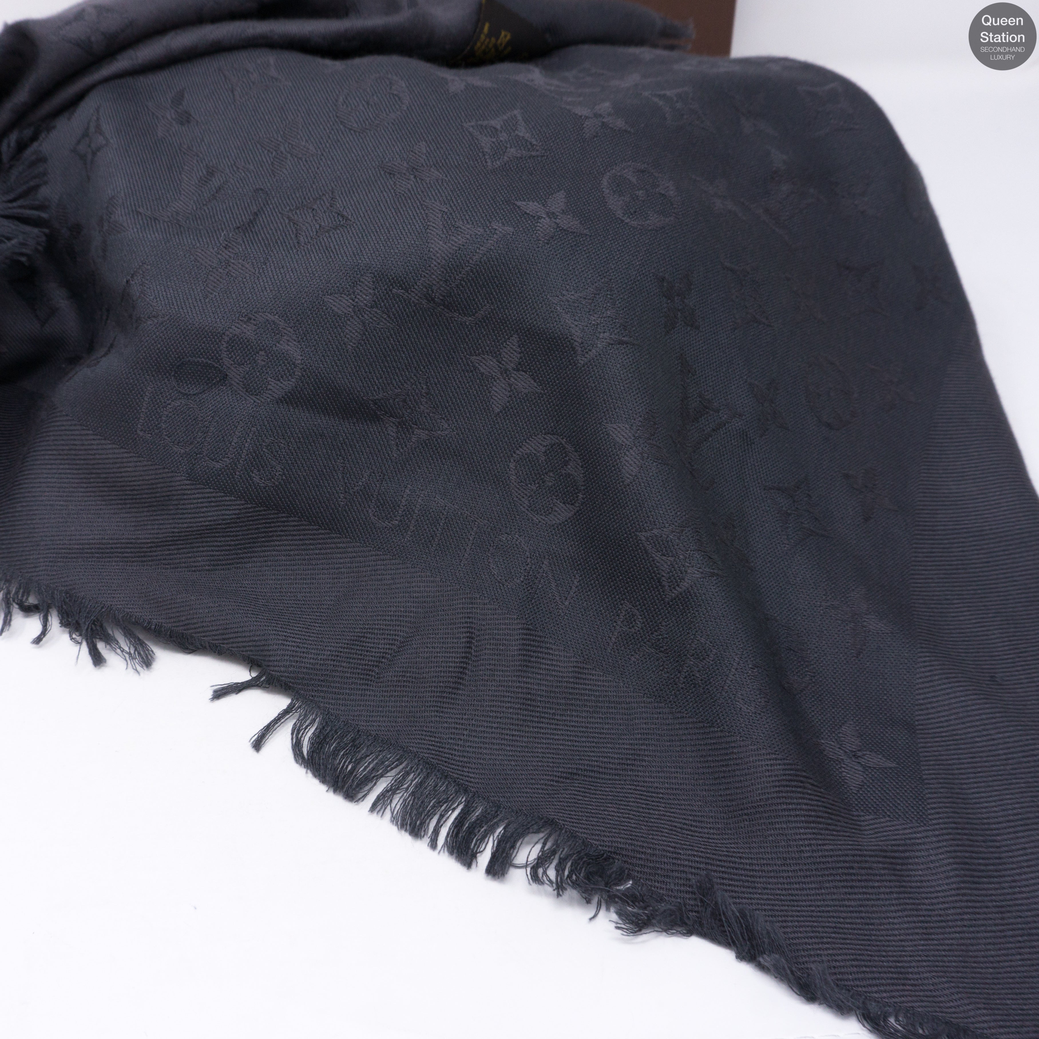 Charcoal Grey Monogram Shawl