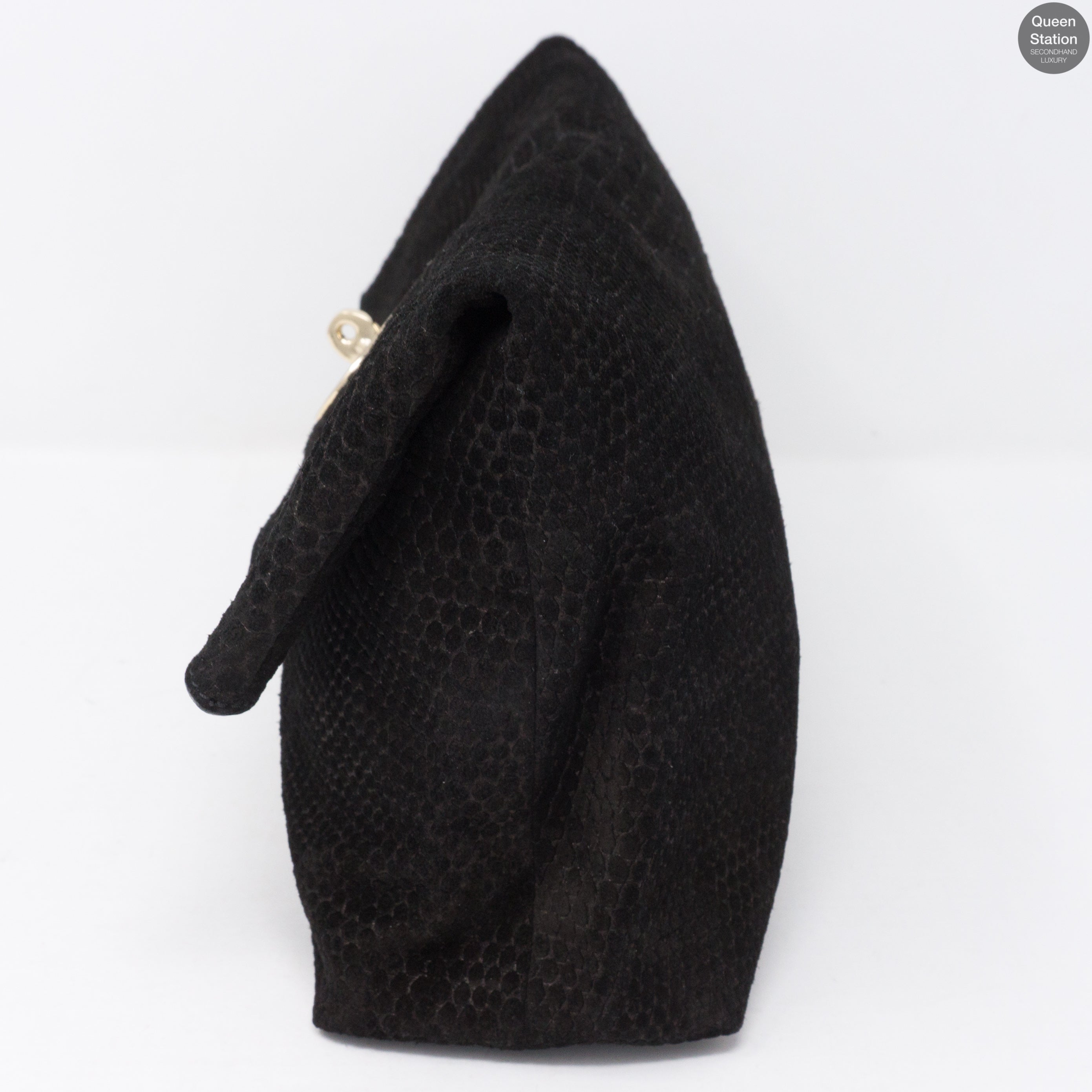 Clemmie Oversized Black Suede Clutch
