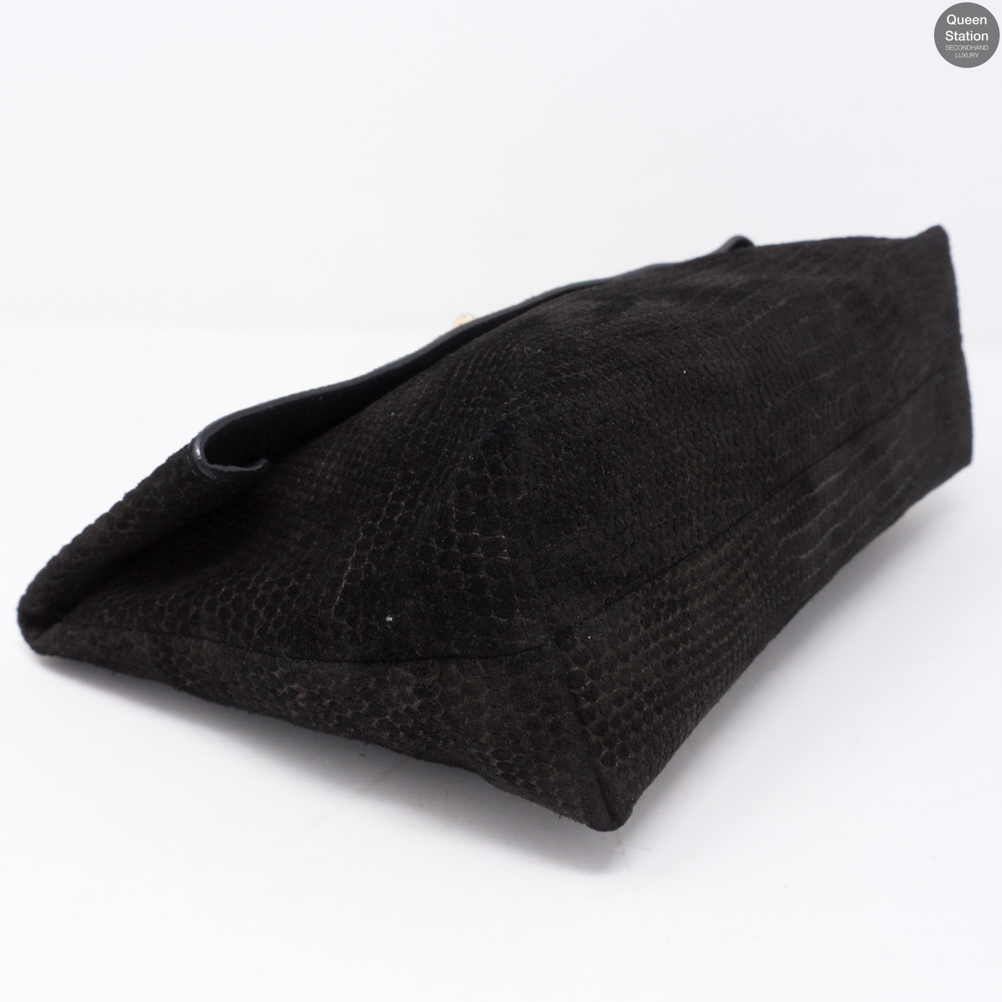 Clemmie Oversized Black Suede Clutch