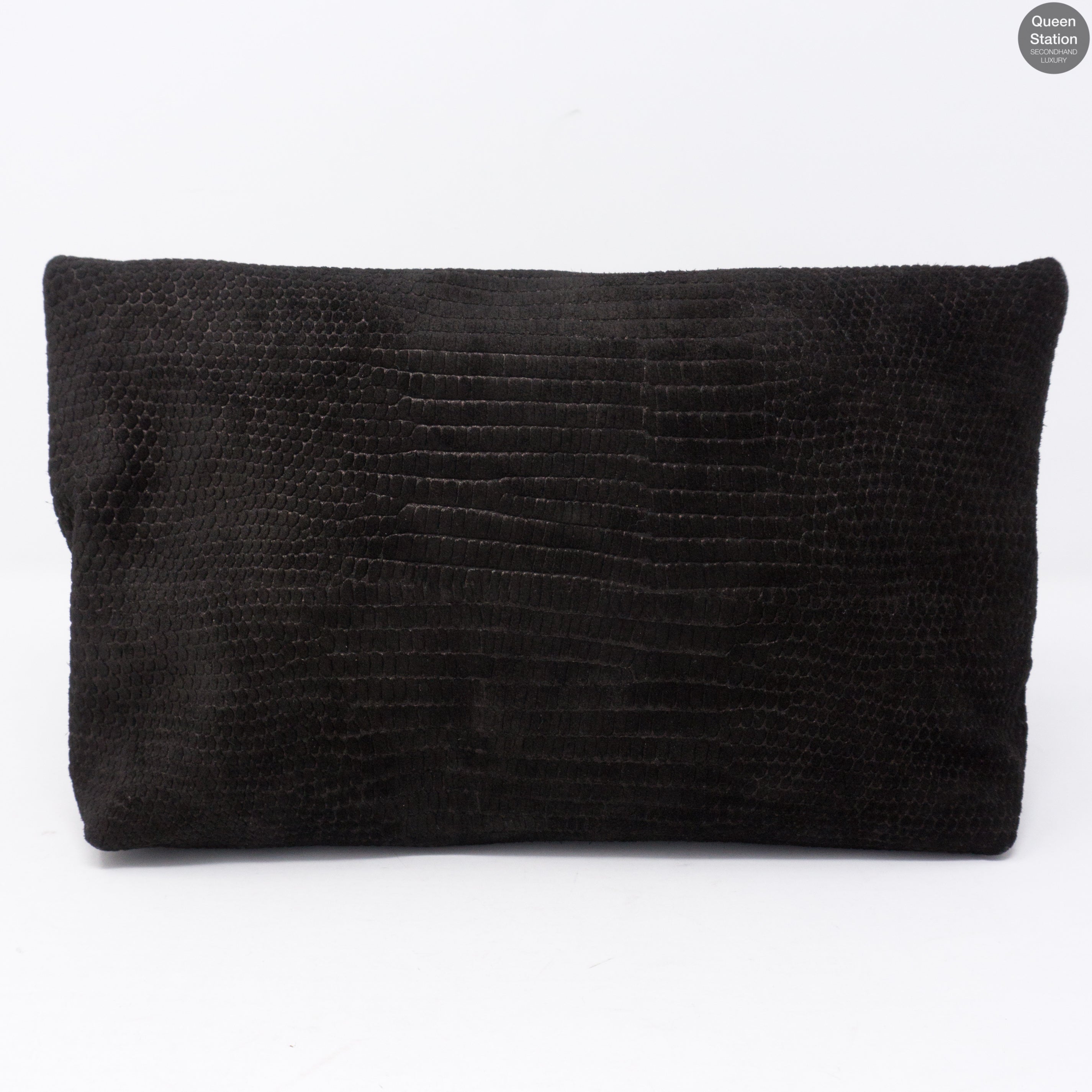 Clemmie Oversized Black Suede Clutch
