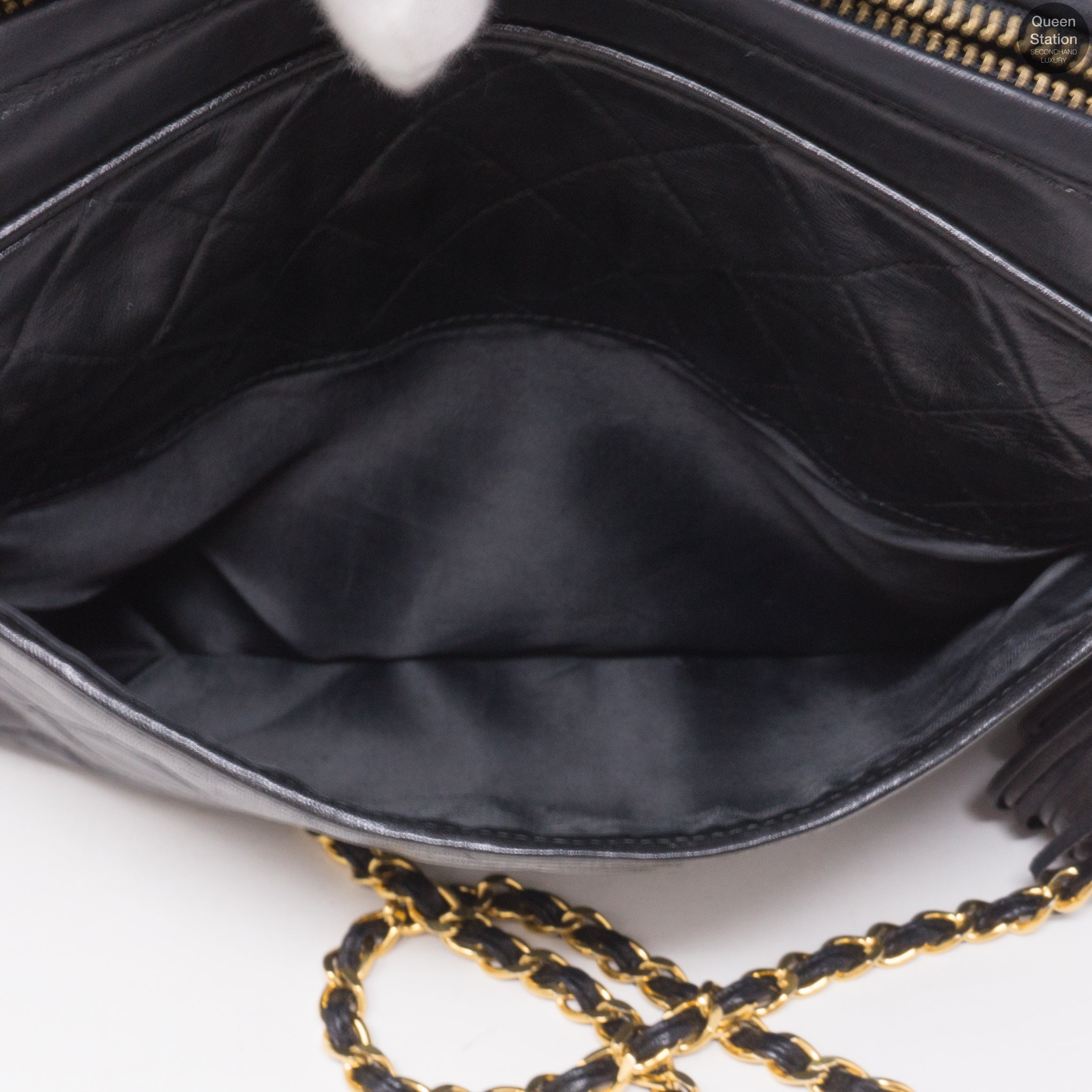 Black CC Diamond Quilted Camera Bag