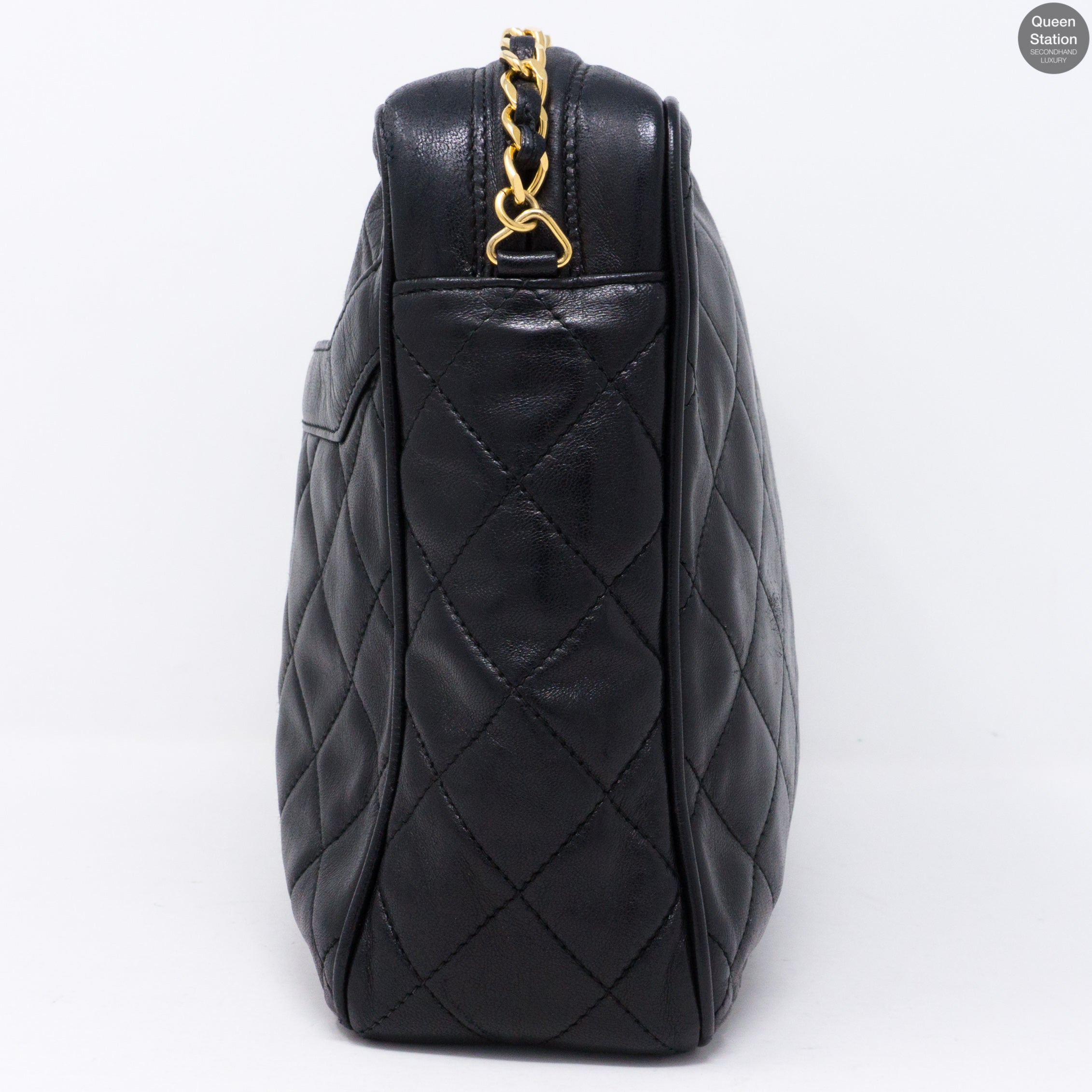 Black CC Diamond Quilted Camera Bag