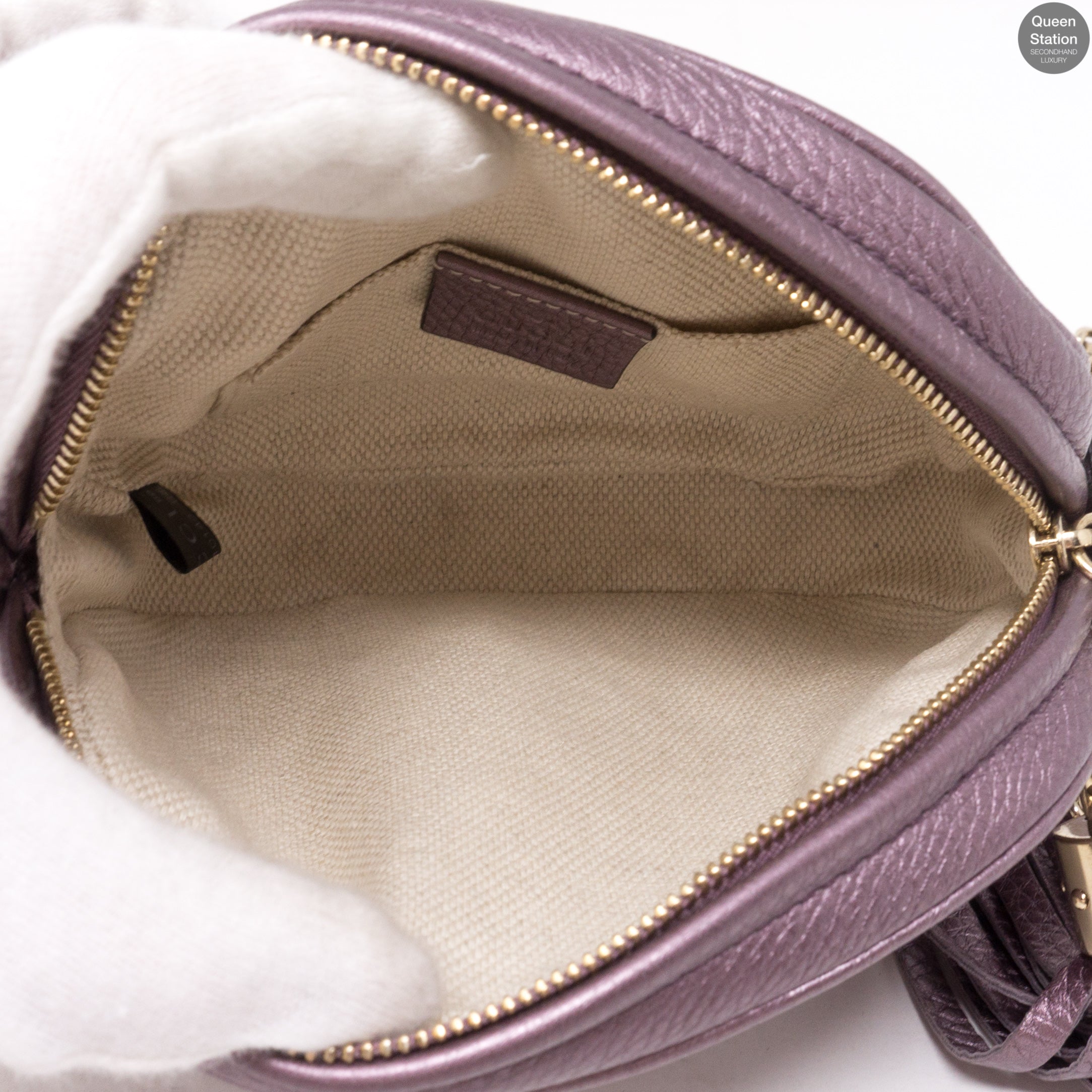 Soho Mini Chain Bag Metallic Purple Leather