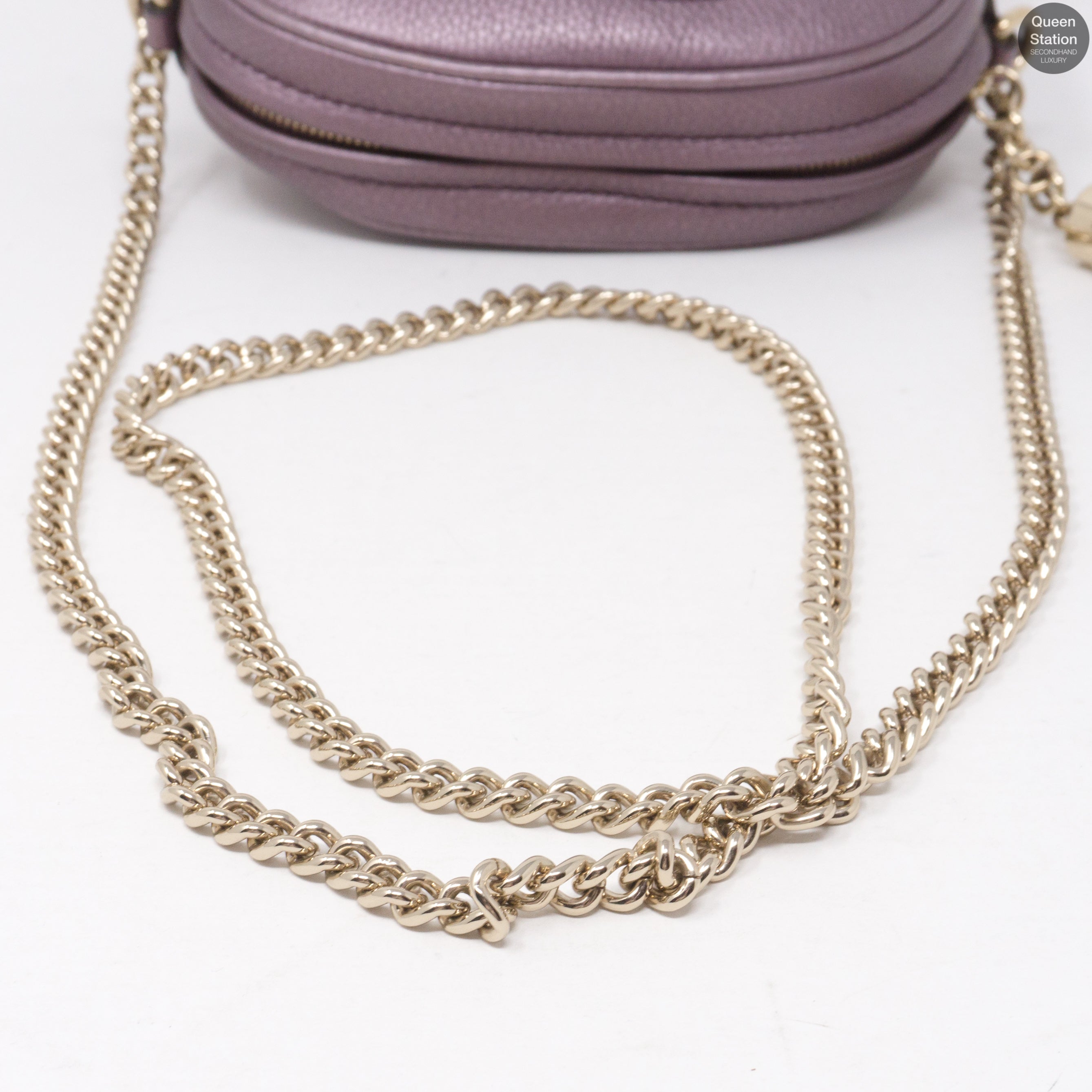 Soho Mini Chain Bag Metallic Purple Leather