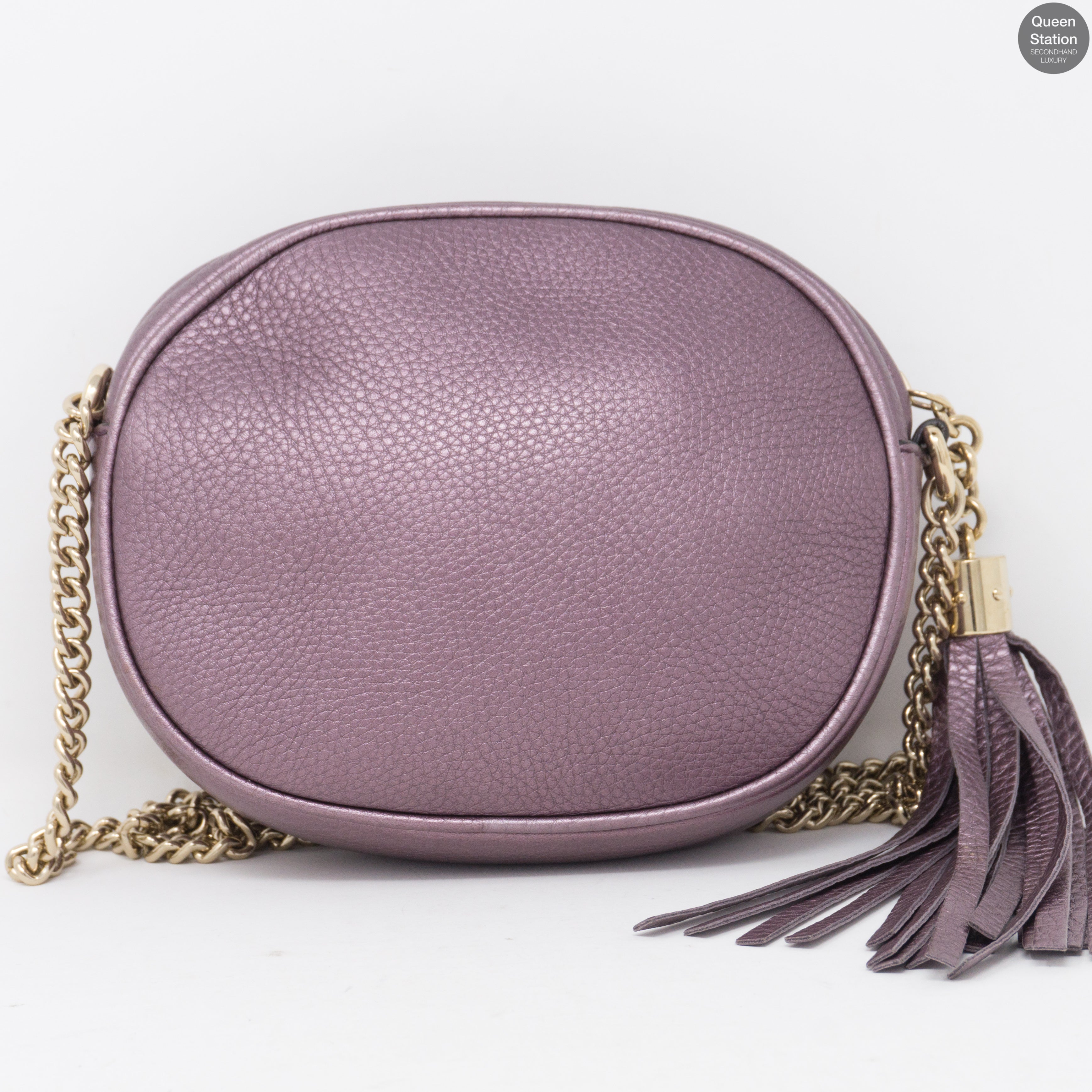 Soho Mini Chain Bag Metallic Purple Leather