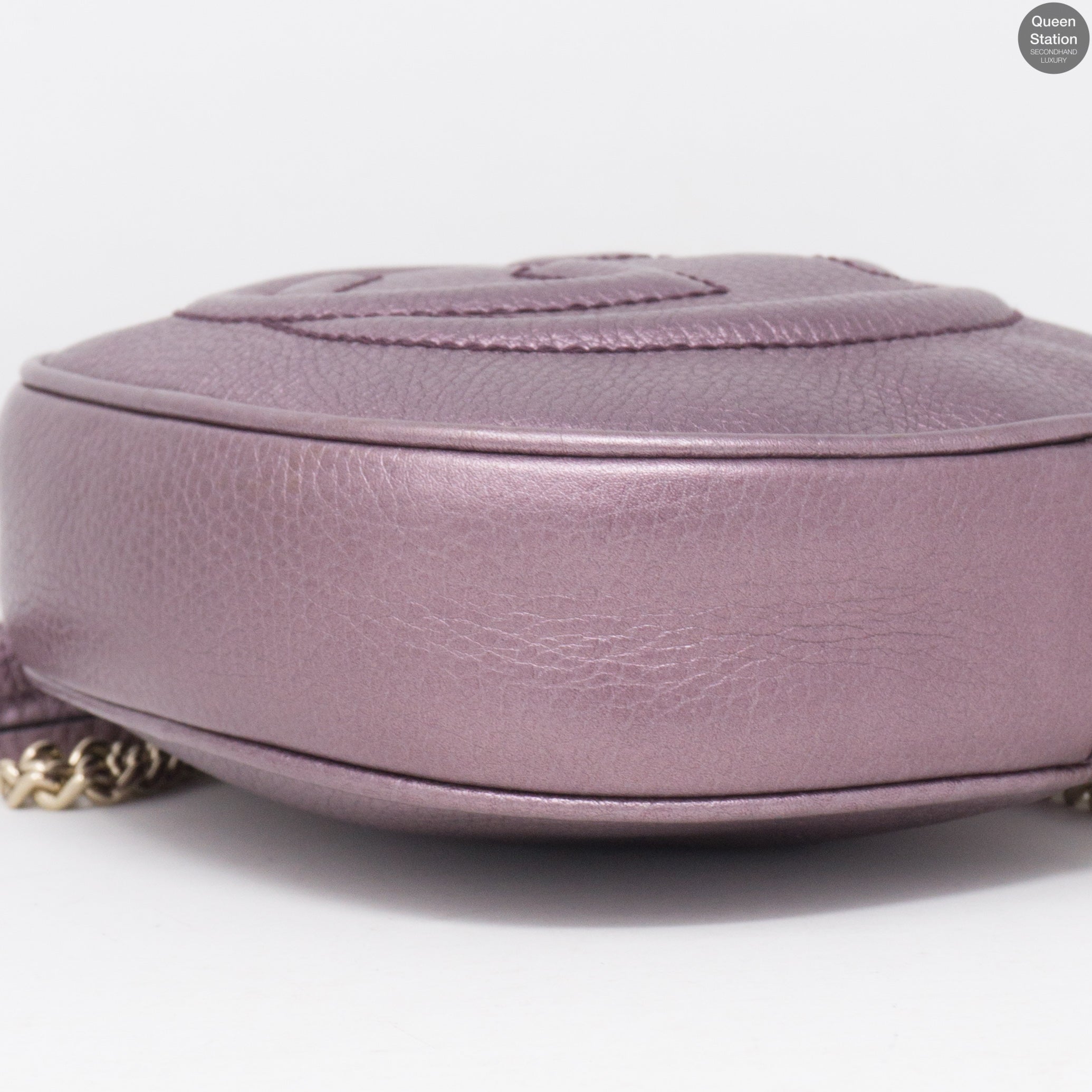 Soho Mini Chain Bag Metallic Purple Leather