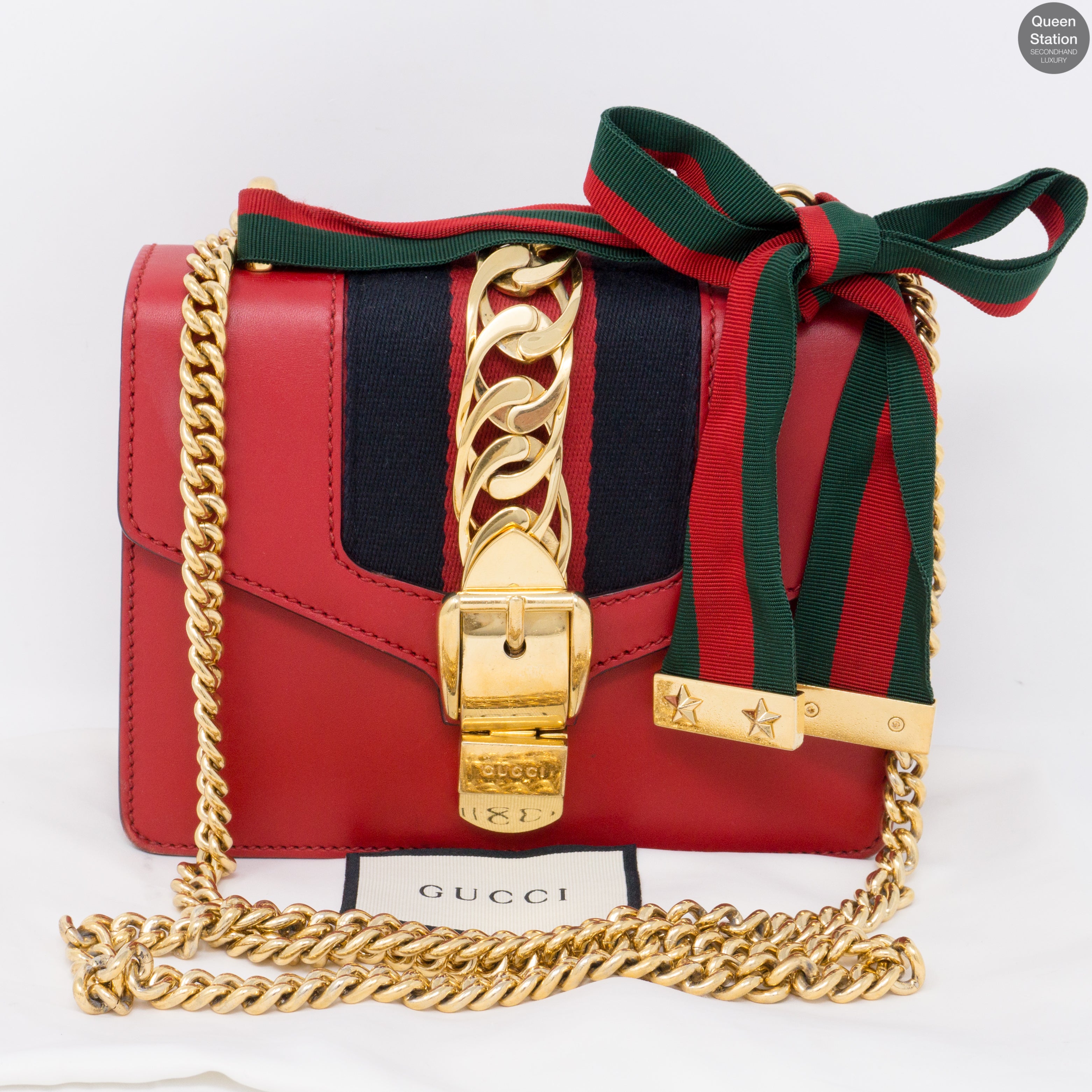 Sylvie Mini Red Leather Chain Bag