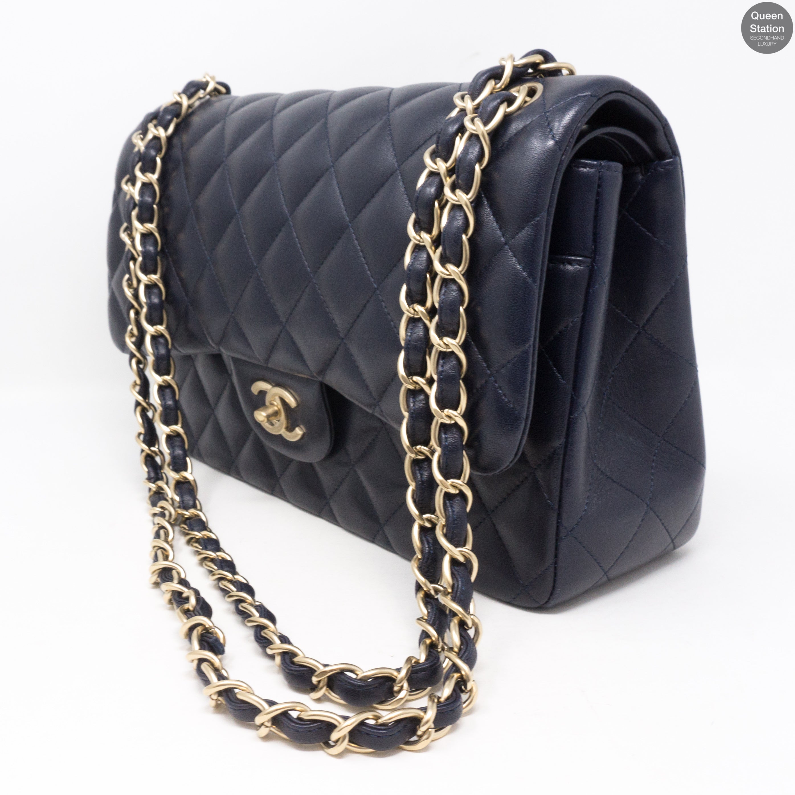 Classic Double Flap Jumbo Navy Blue