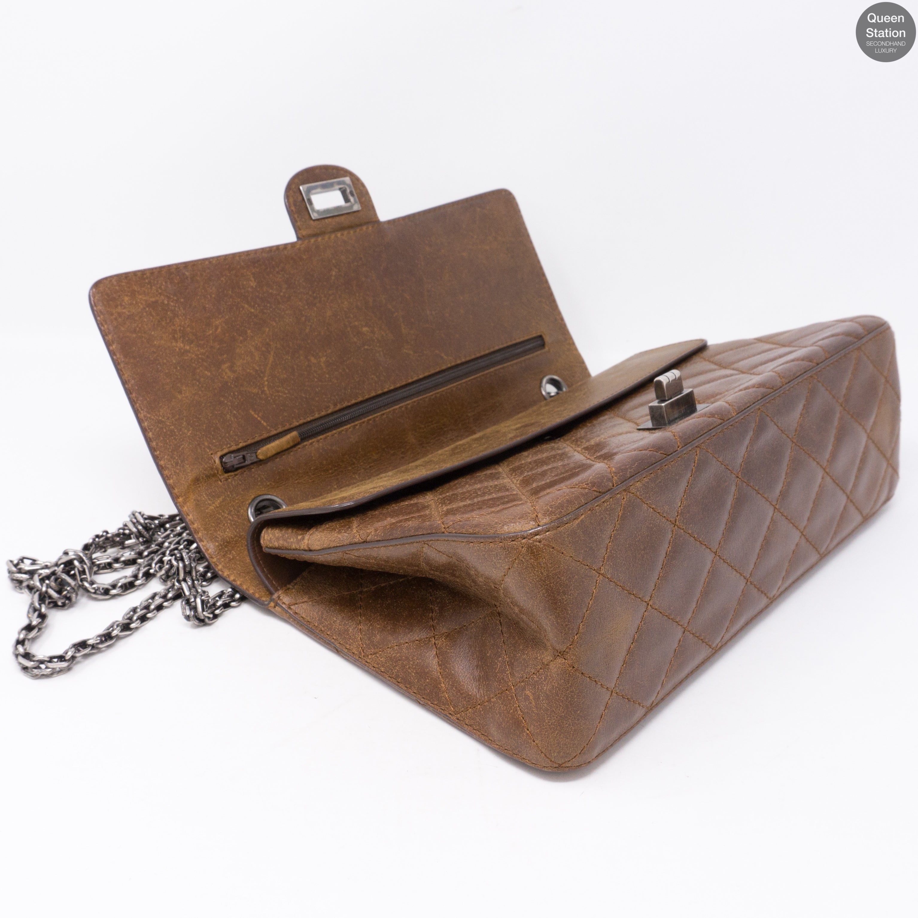 Reissue 2.55 226 Double Flap Bag Distressed Leather