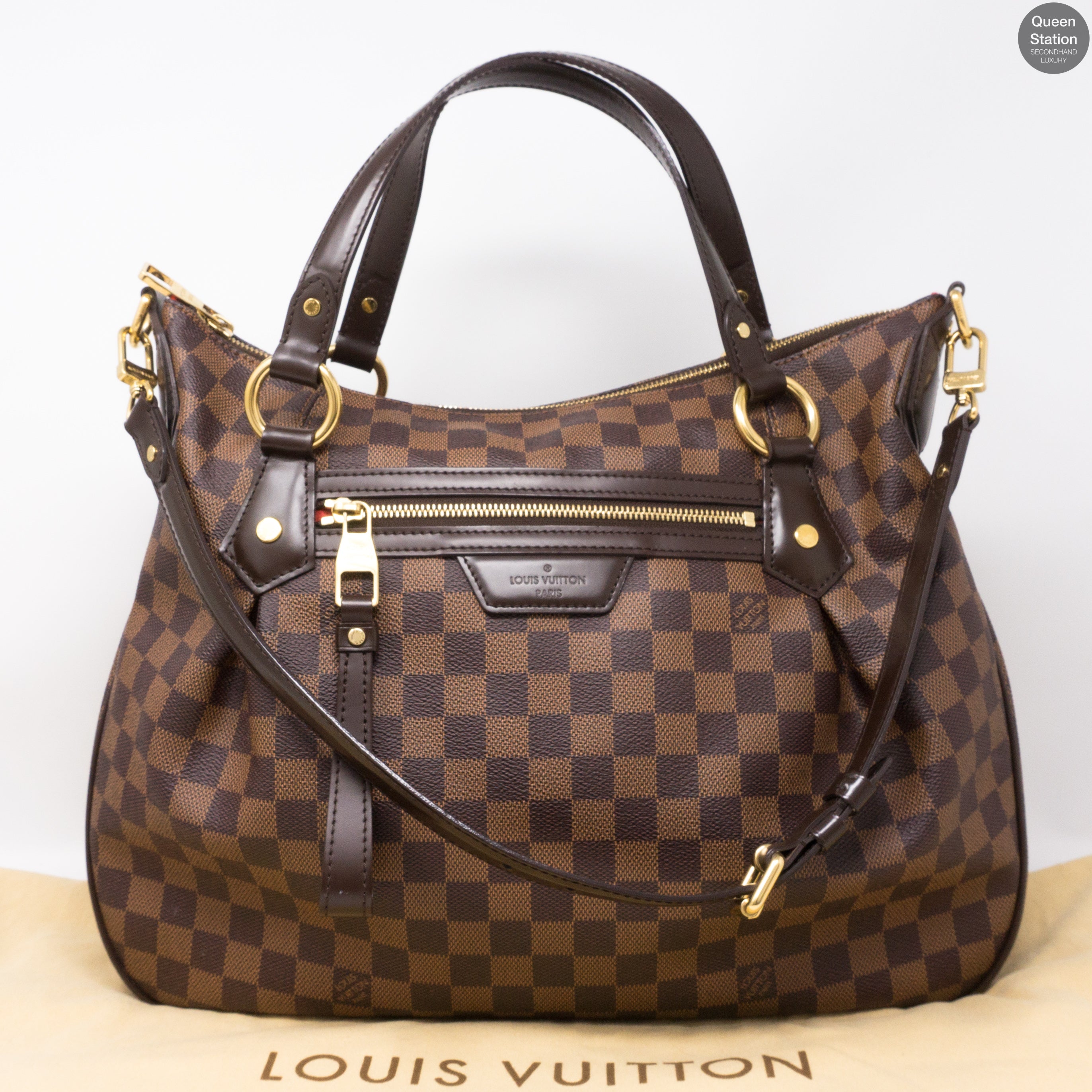 Louis Vuitton Evora MM Damier Ebene Tote Shoulder Bag