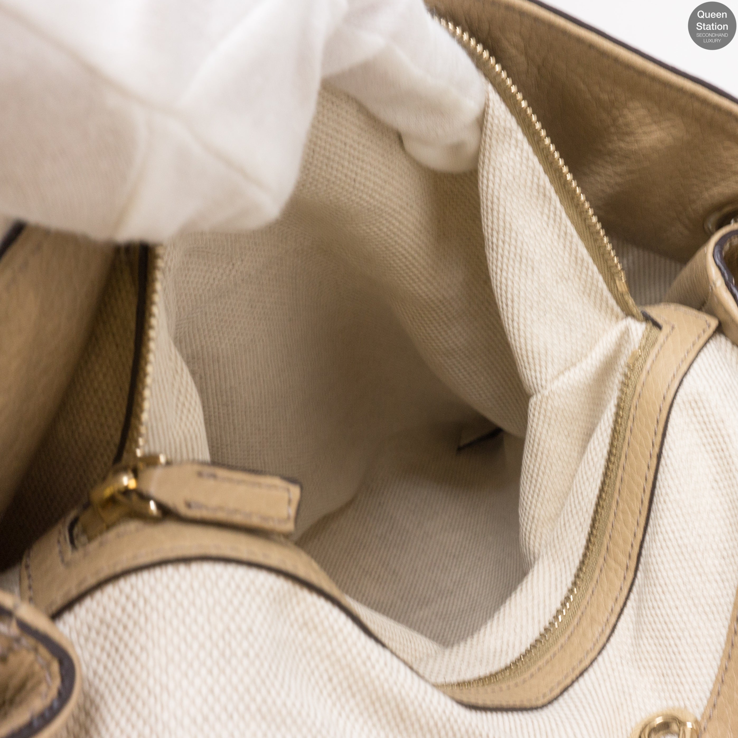 Soho Tassel Chain Large Beige Leather Bag