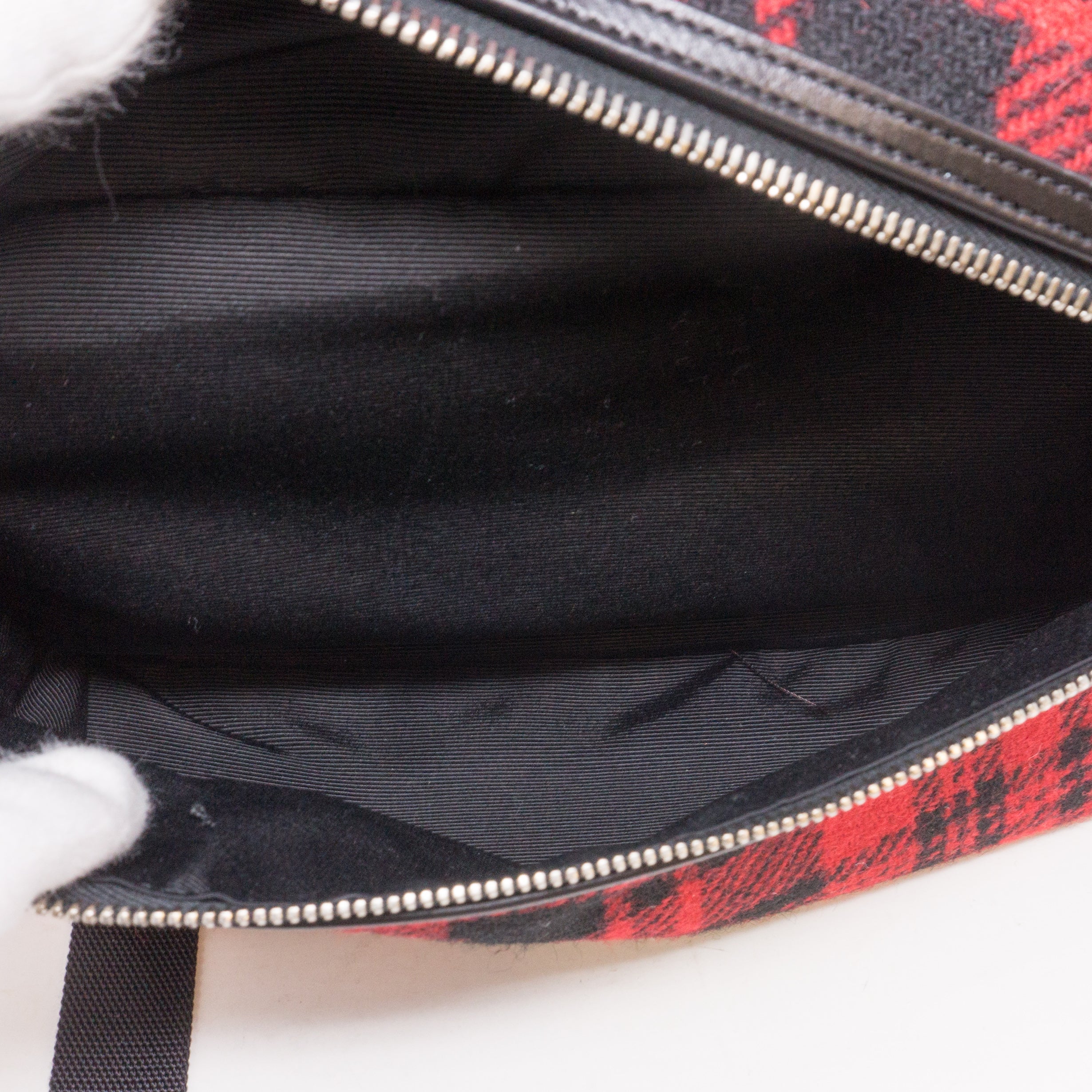 Red and Black Plaid Wool Backpack