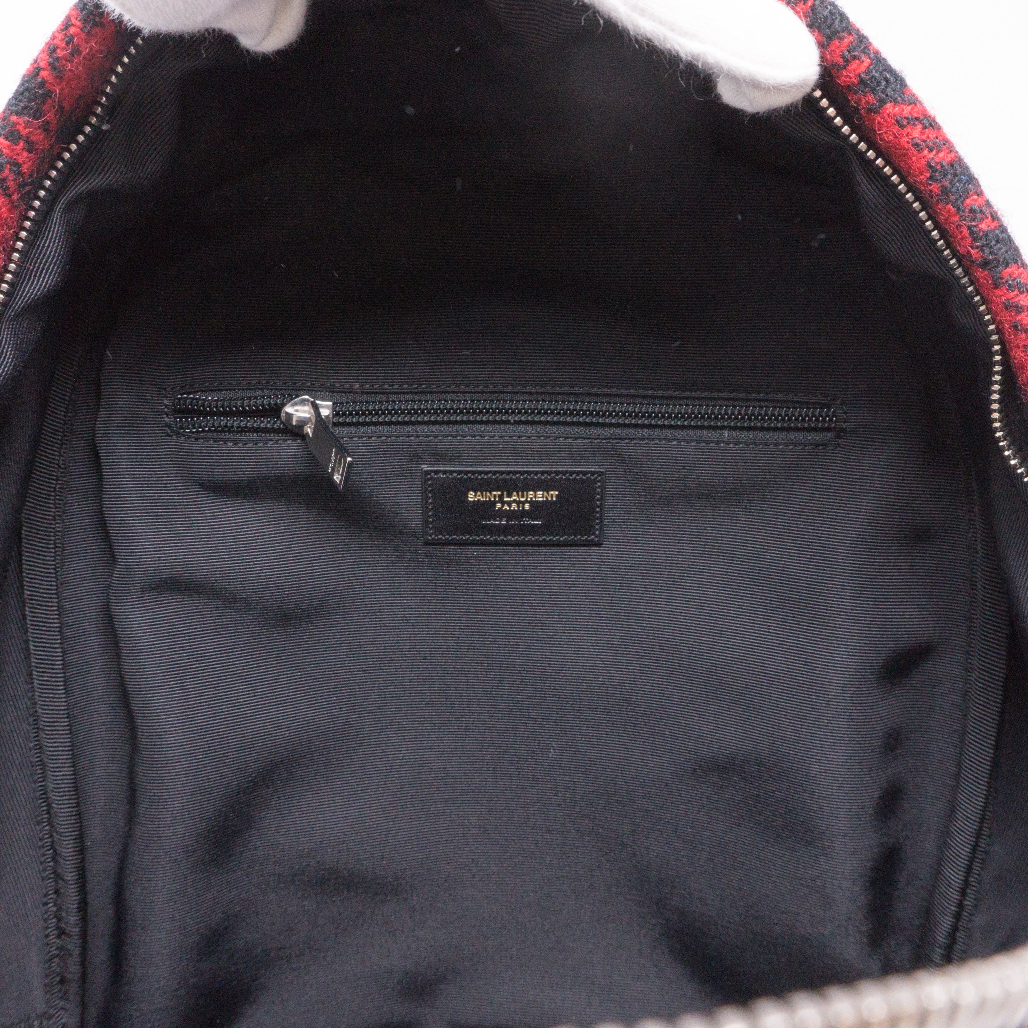 Red and Black Plaid Wool Backpack