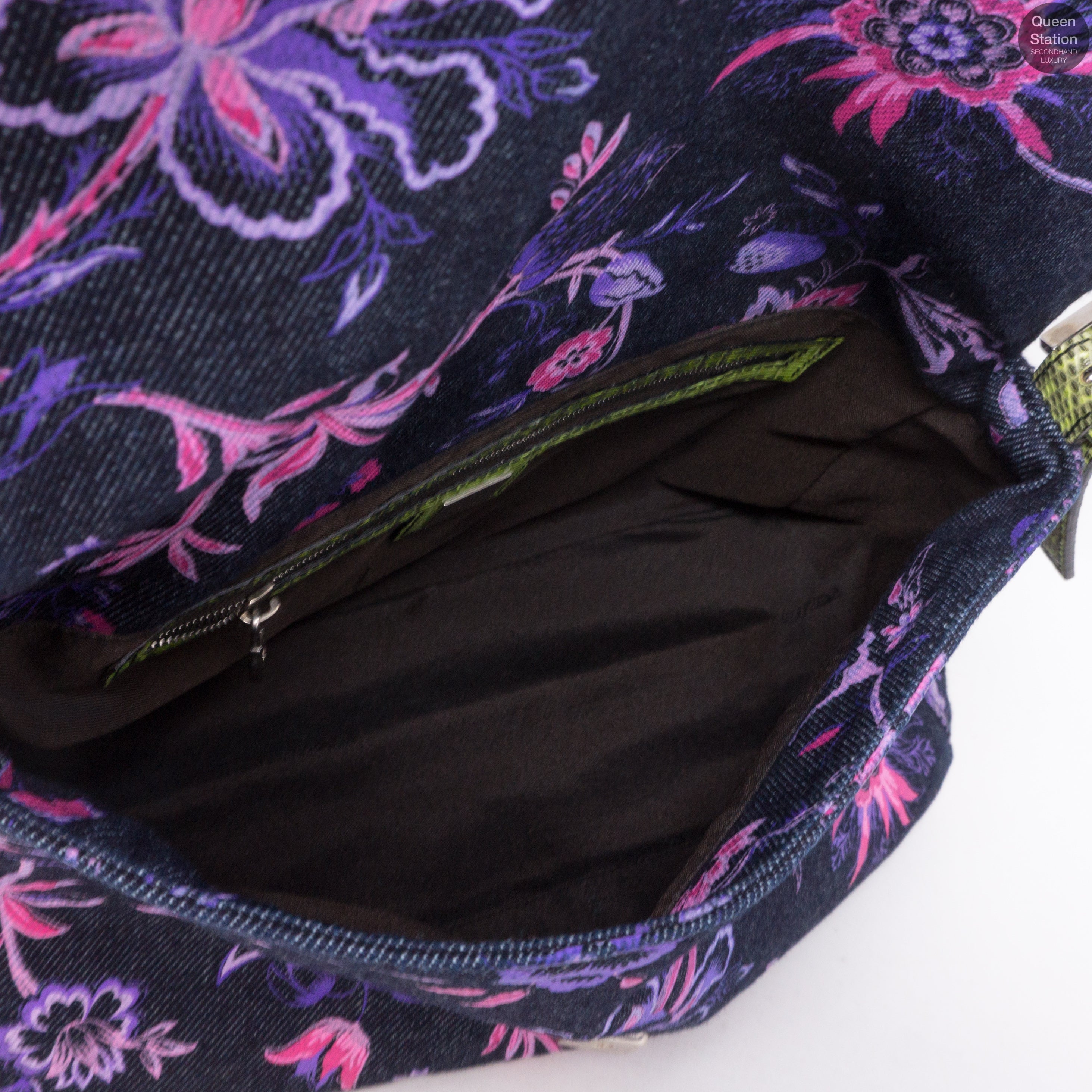 Zucca Mama Denim Embroidery Lizard Handle