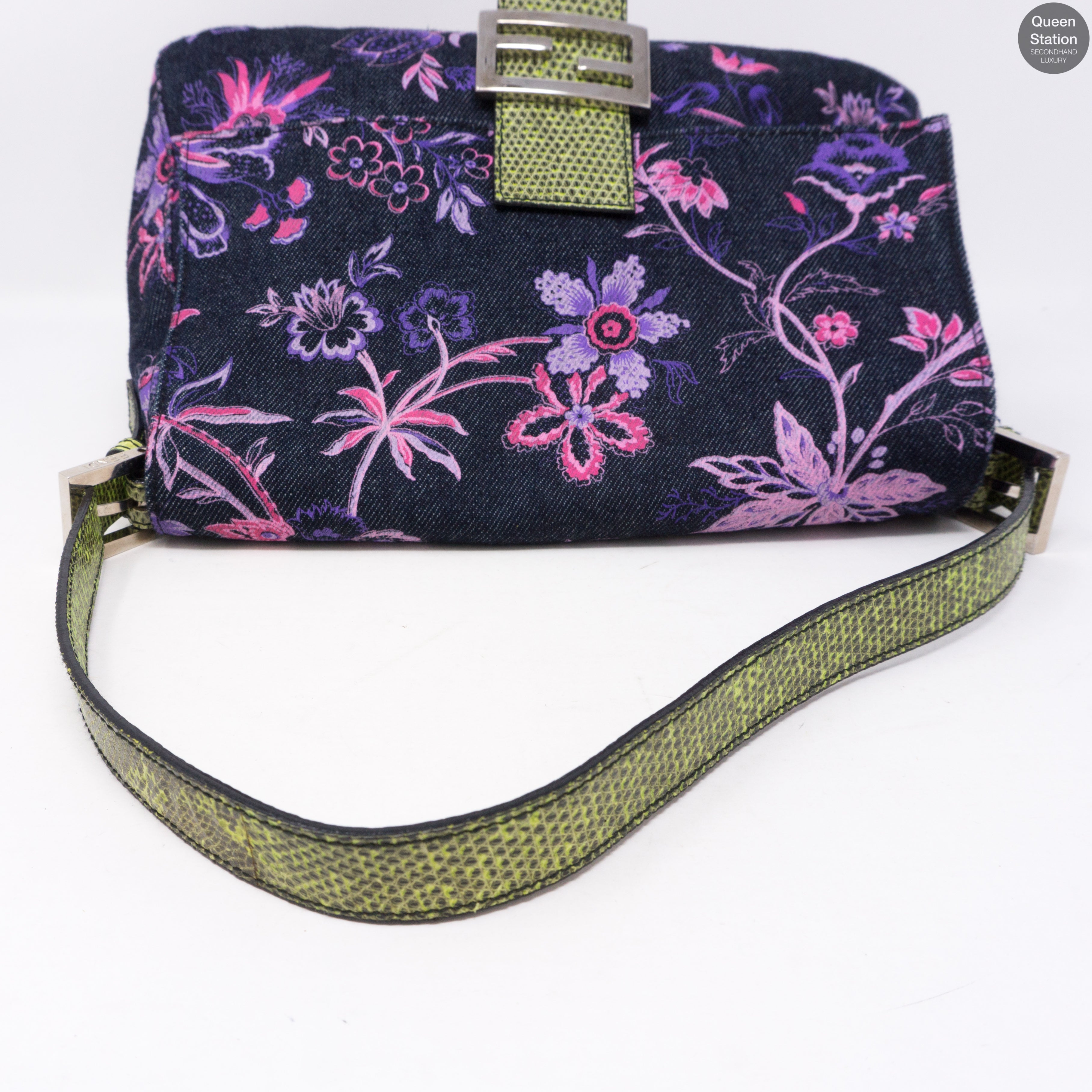 Zucca Mama Denim Embroidery Lizard Handle