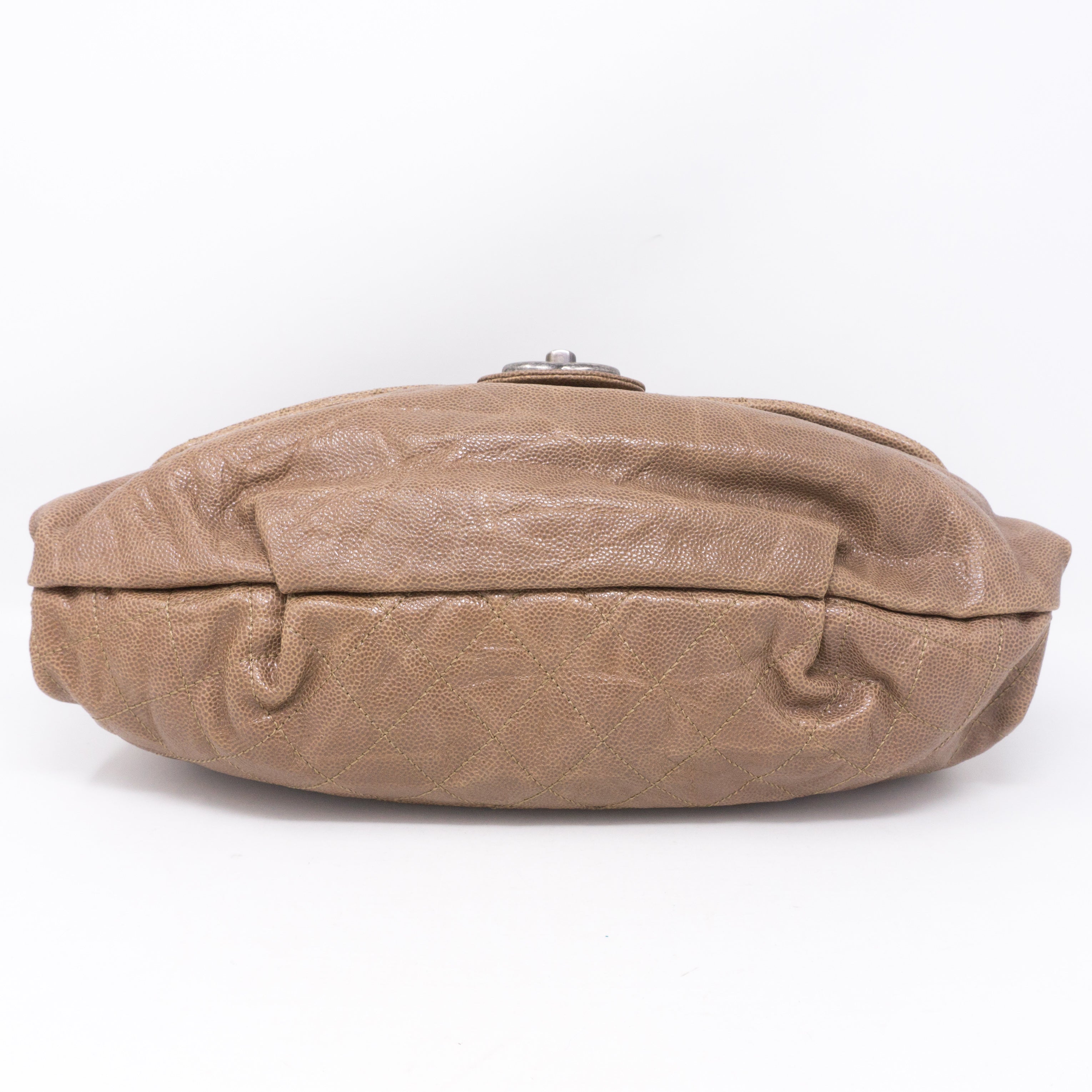 Quilted Glazed Caviar Leather Large Flap Bag