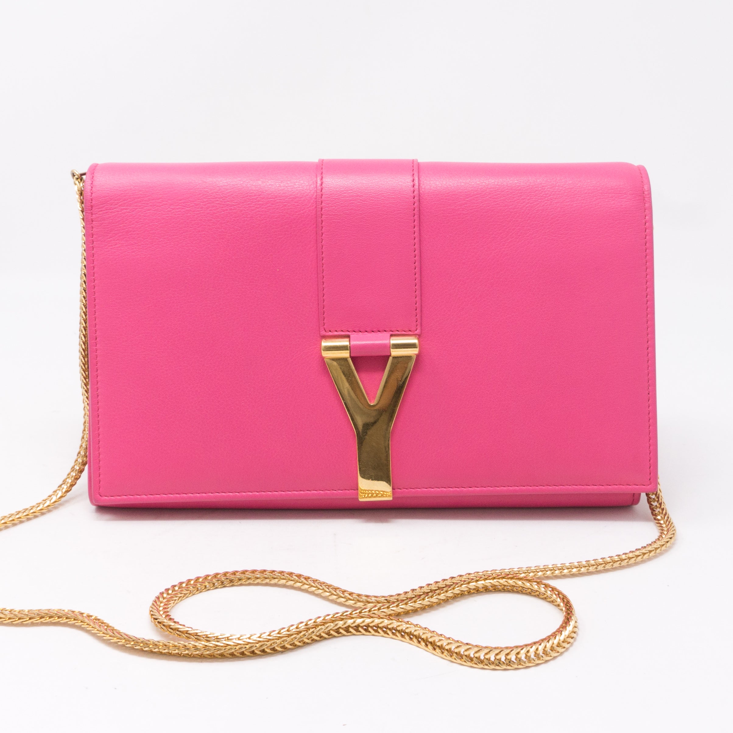 Classic Y Ligne Wallet on Chain Pink
