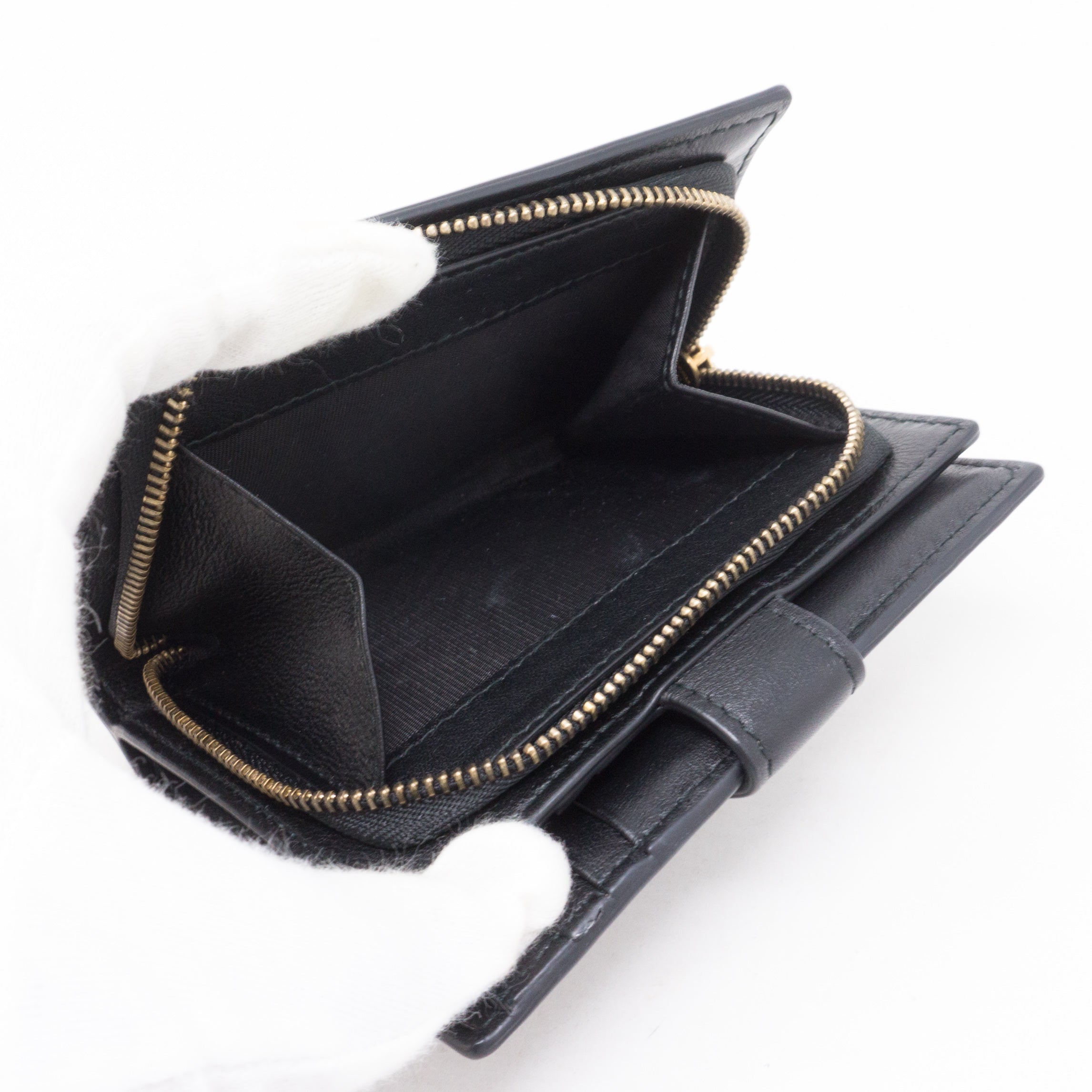 Lady Dior Black Lambskin Wallet Studded