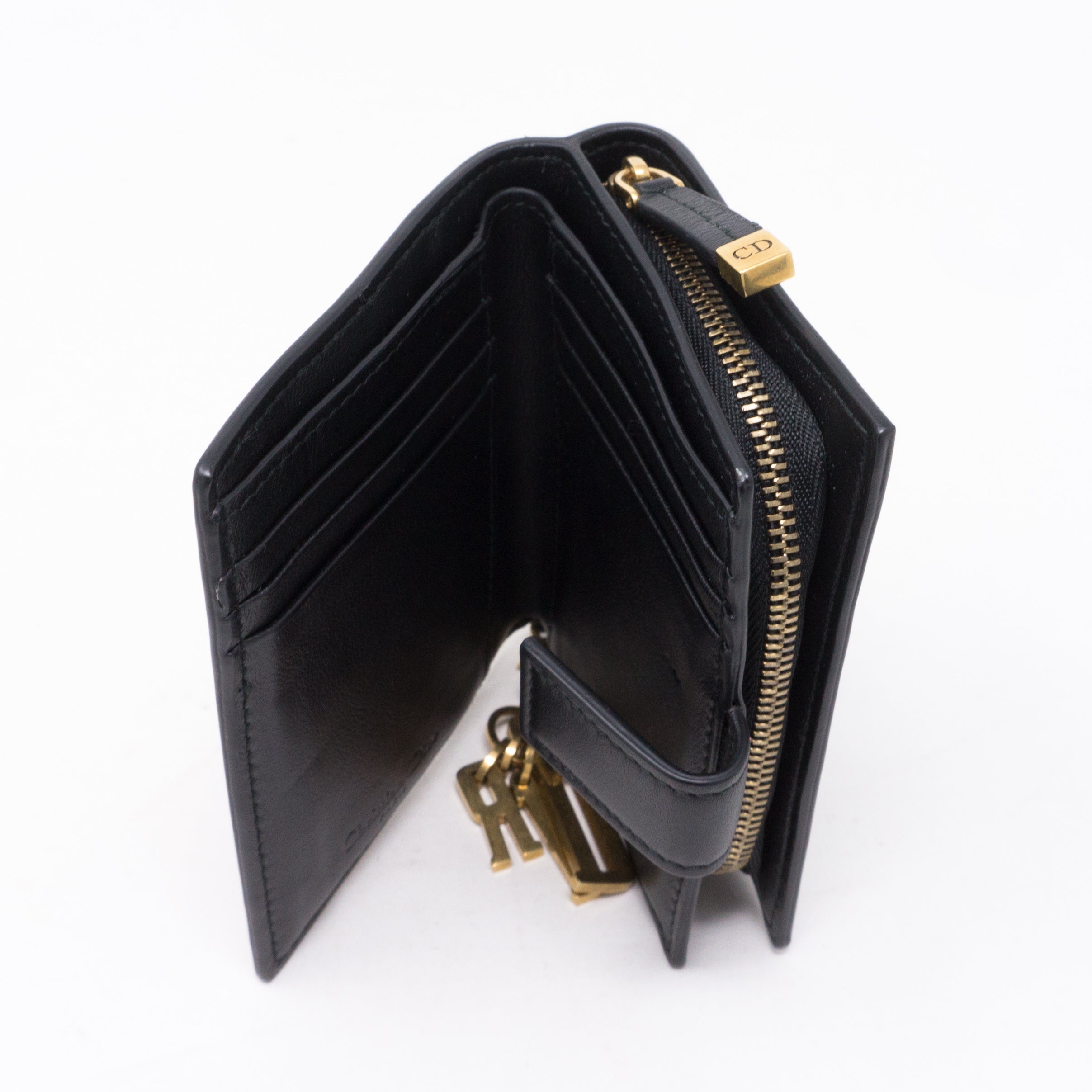 Lady Dior Black Lambskin Wallet Studded