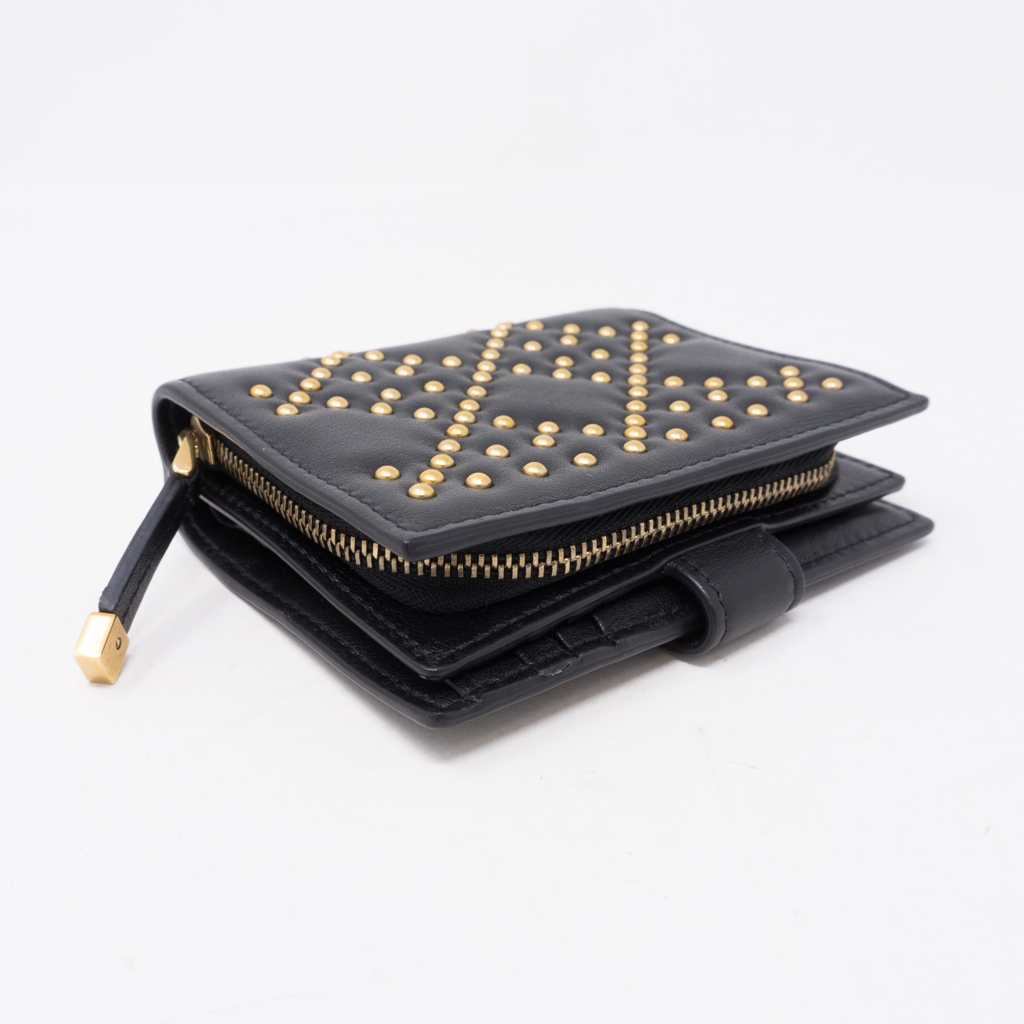 Lady Dior Black Lambskin Wallet Studded