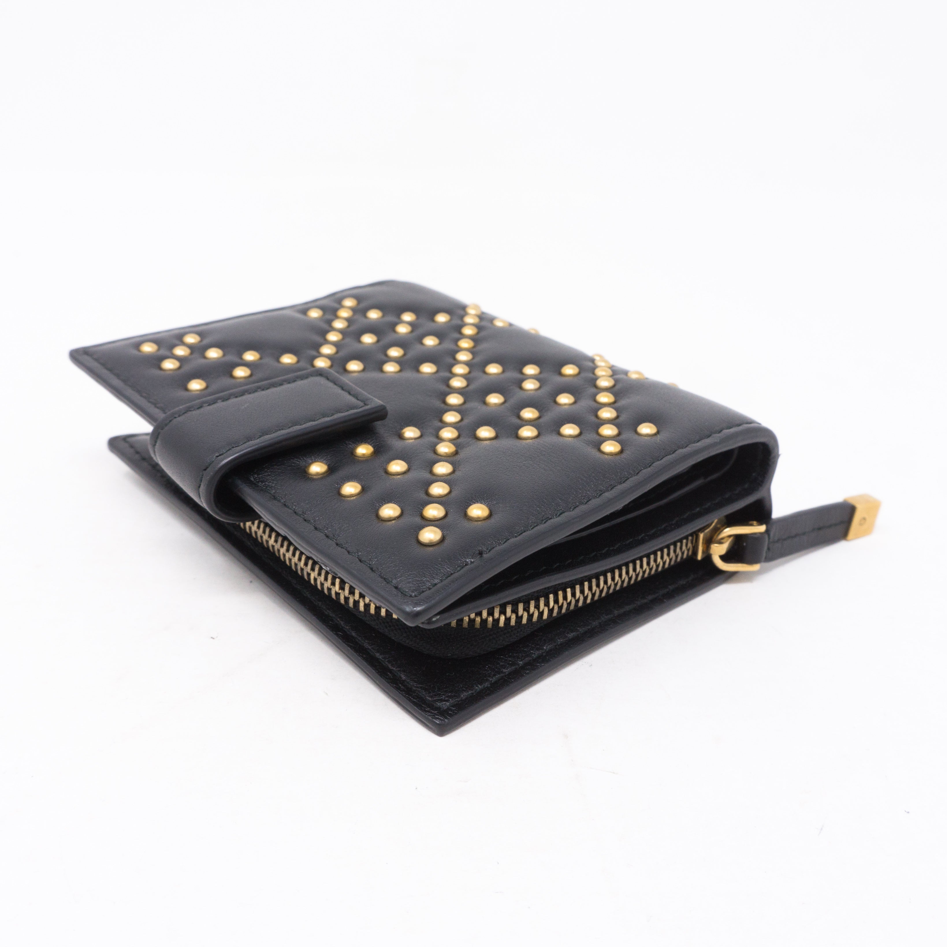 Lady Dior Black Lambskin Wallet Studded