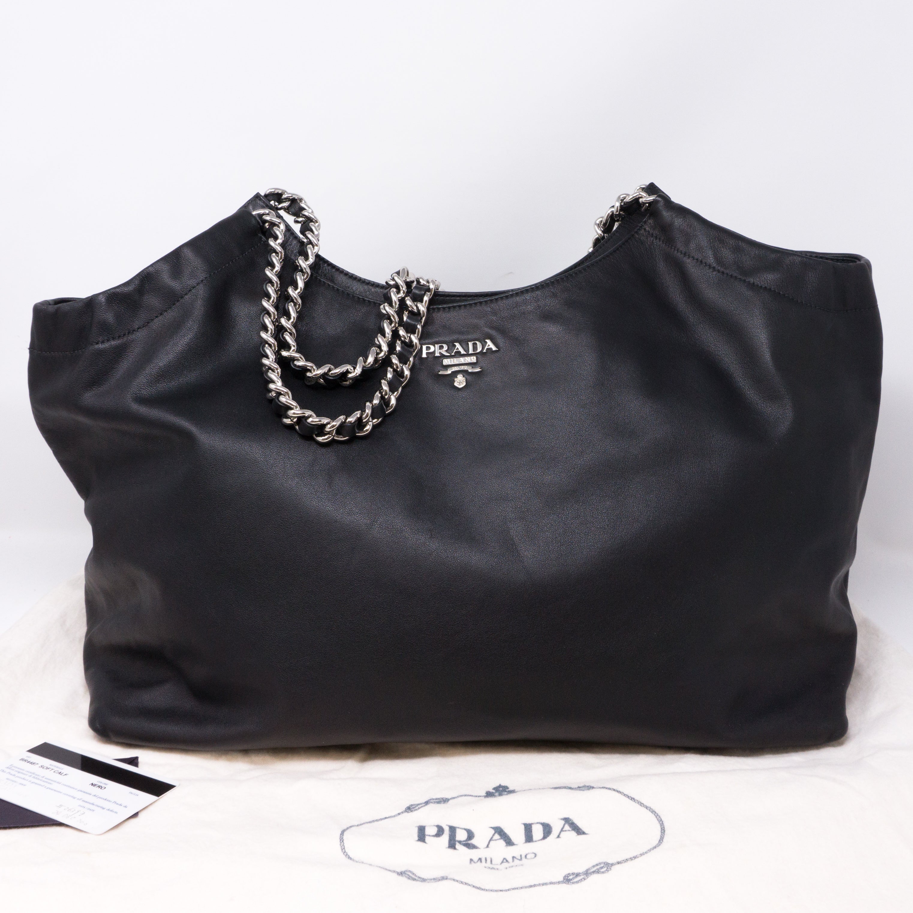 Prada Quarzo Soft Calf Leather Chain Tote Bag BR4994 - Yoogi's Closet