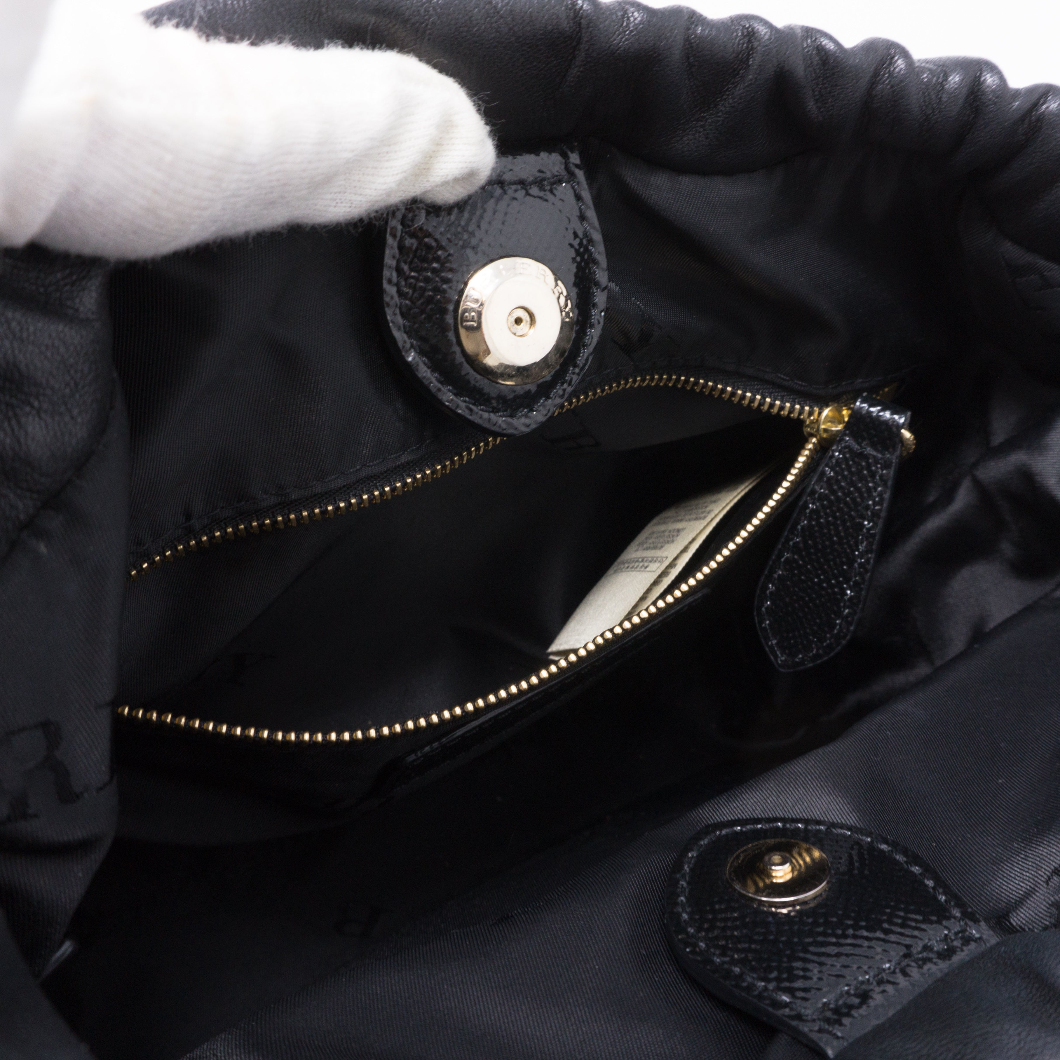Drawstring Crossbody Black Leather Bag