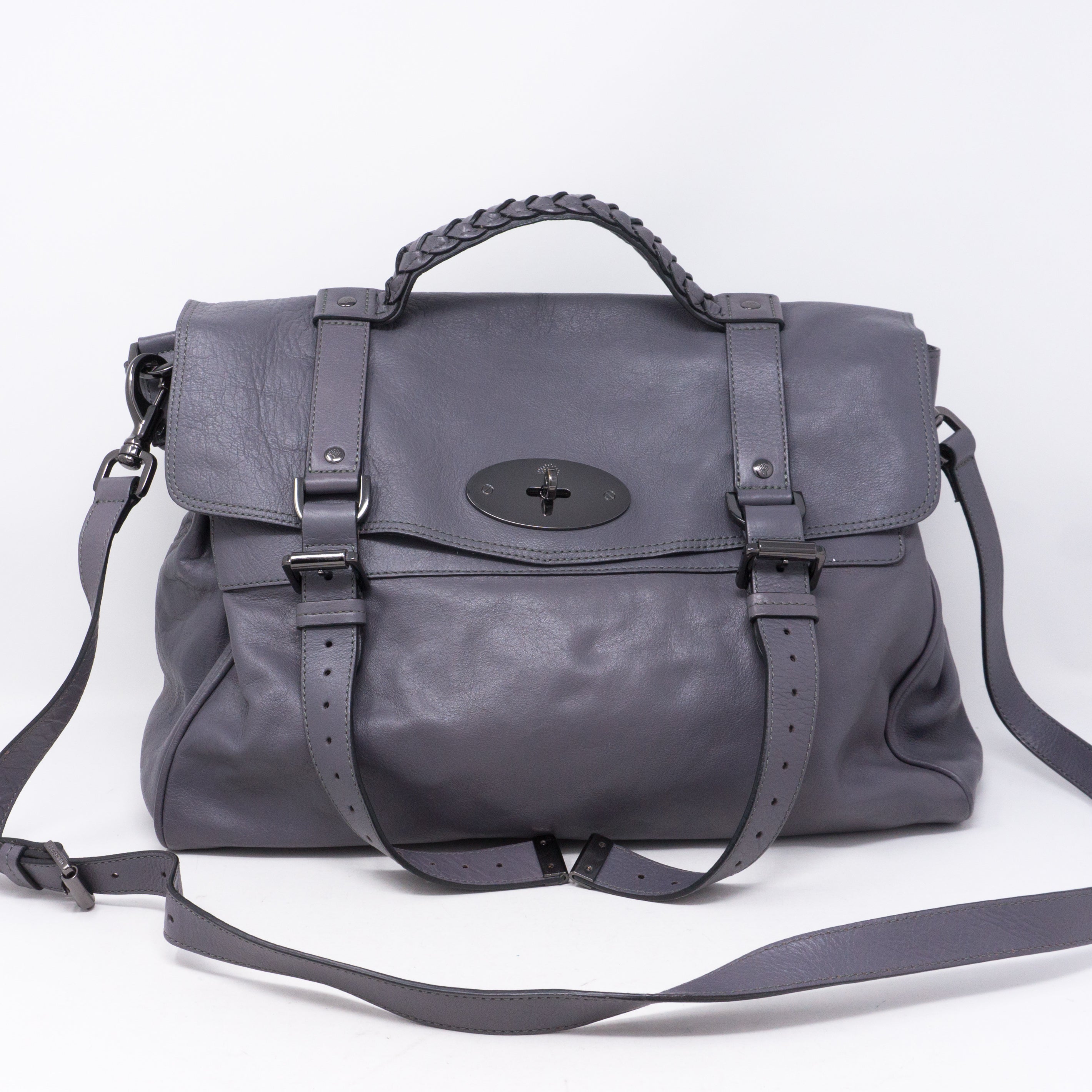 Alexa Oversized Slate Gray Leather