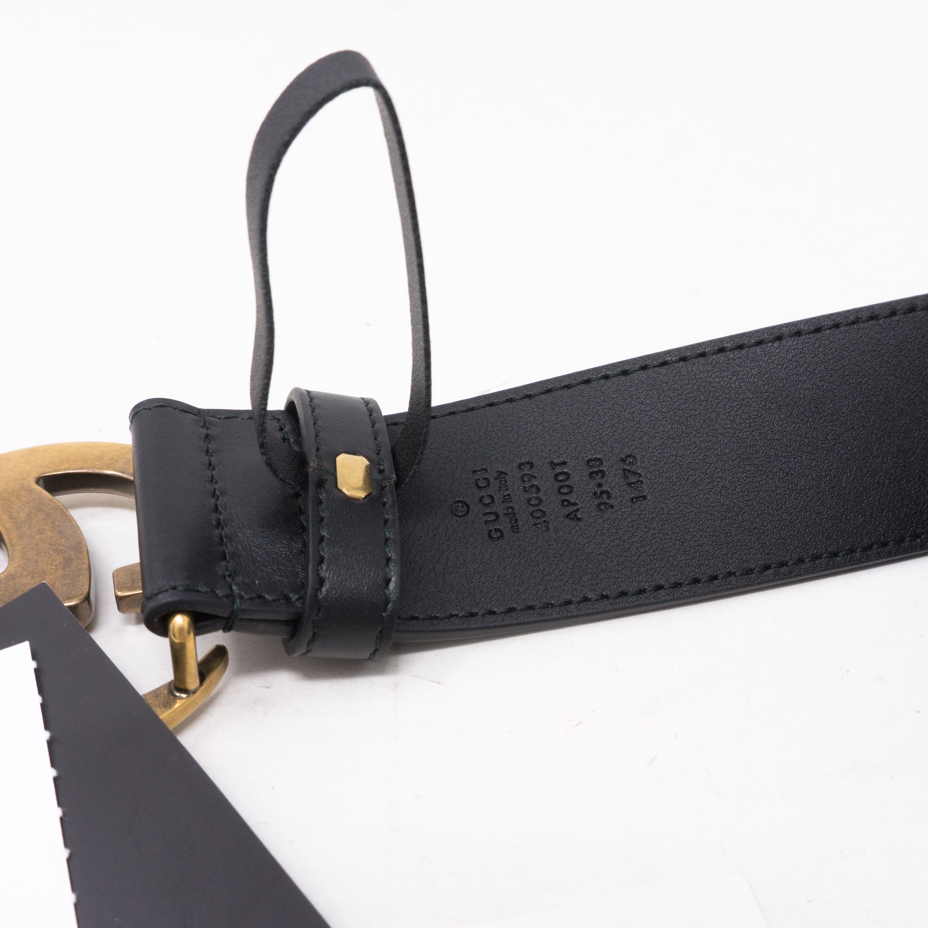 GG Marmont Wide Black Leather Belt 95 cm