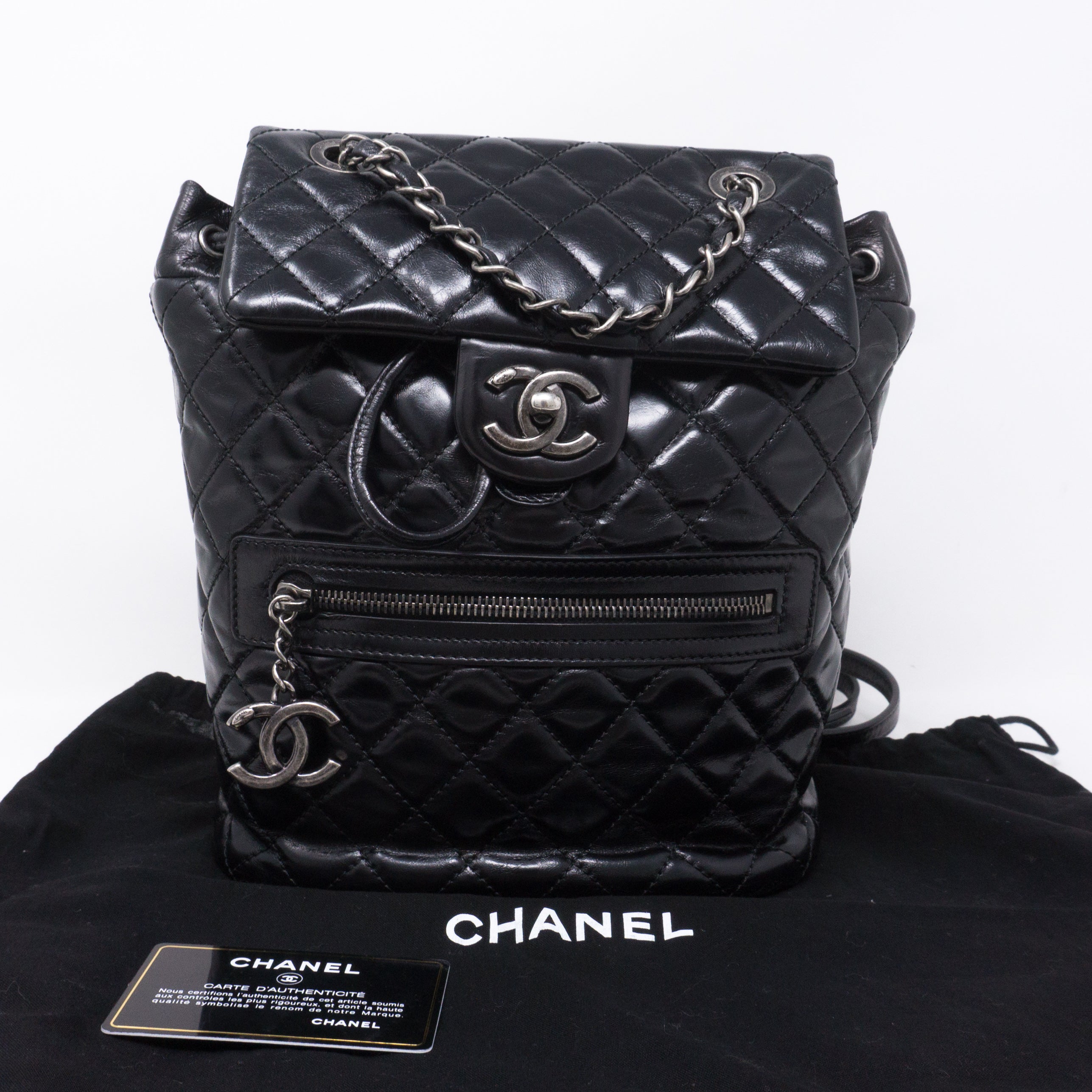 Mountain Backpack Quilted Black Glazed Leather