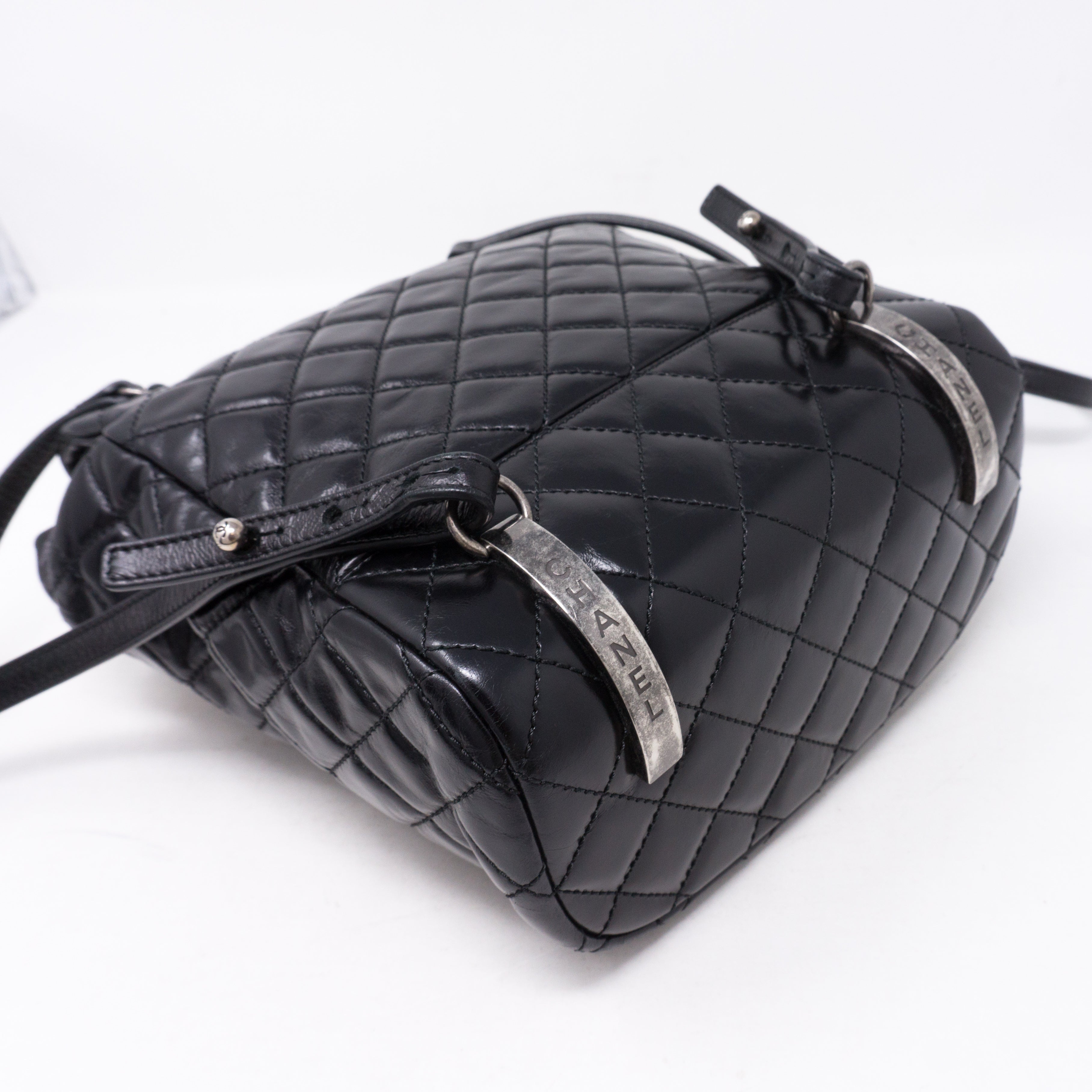 Mountain Backpack Quilted Black Glazed Leather