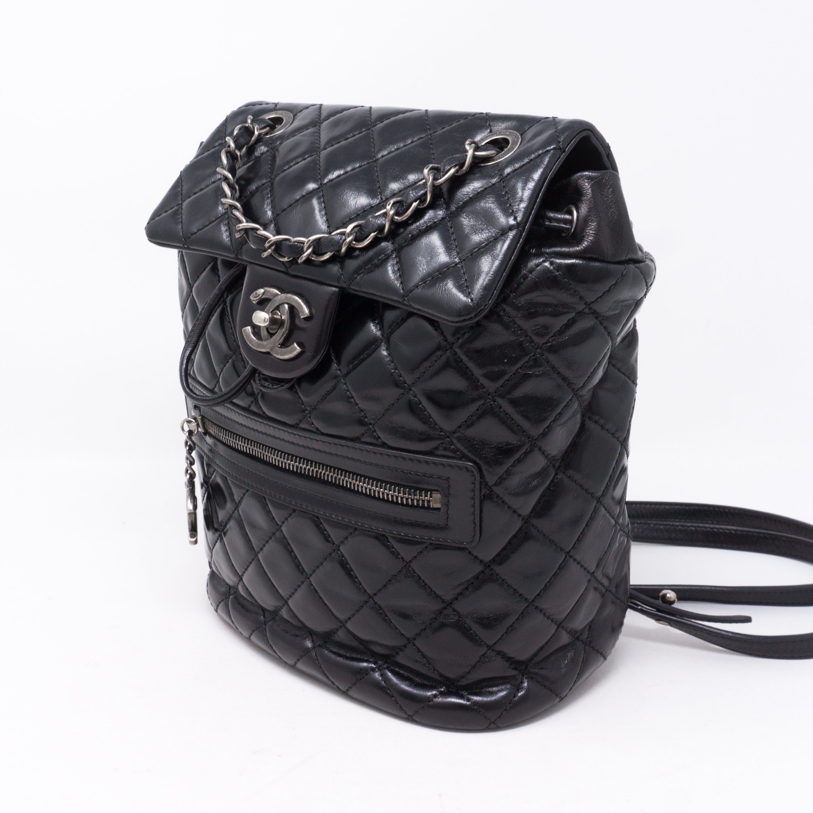 Mountain Backpack Quilted Black Glazed Leather