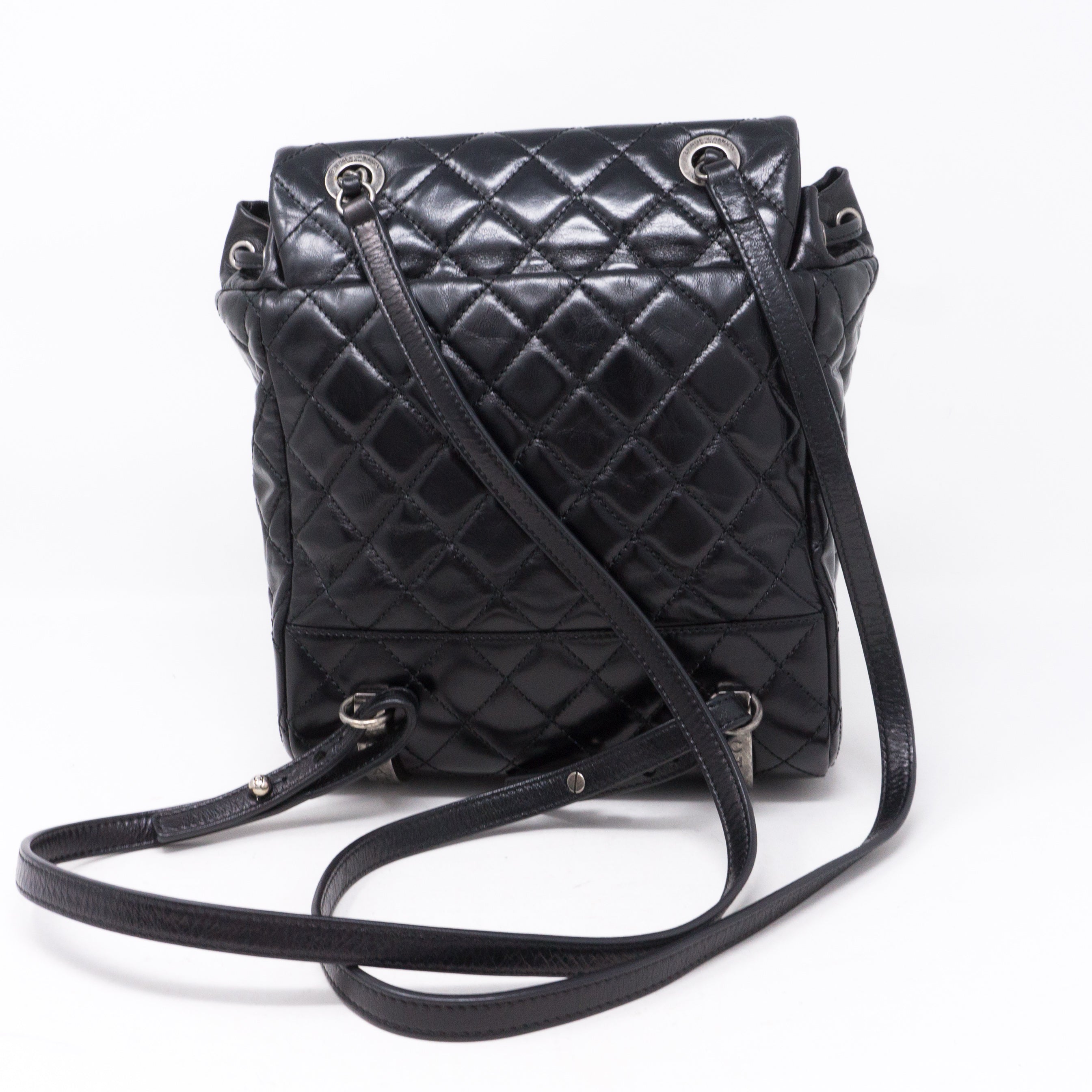Mountain Backpack Quilted Black Glazed Leather