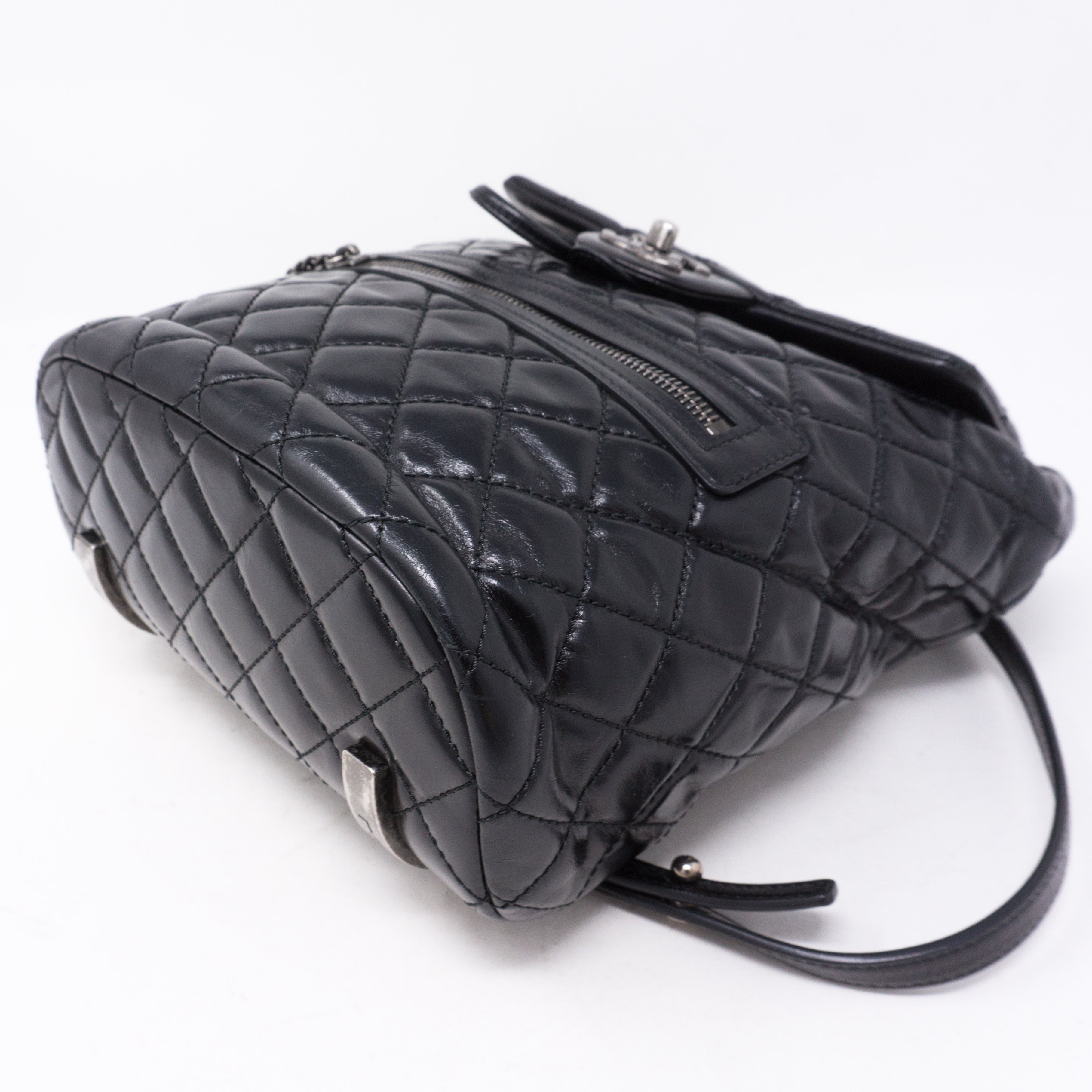 Mountain Backpack Quilted Black Glazed Leather