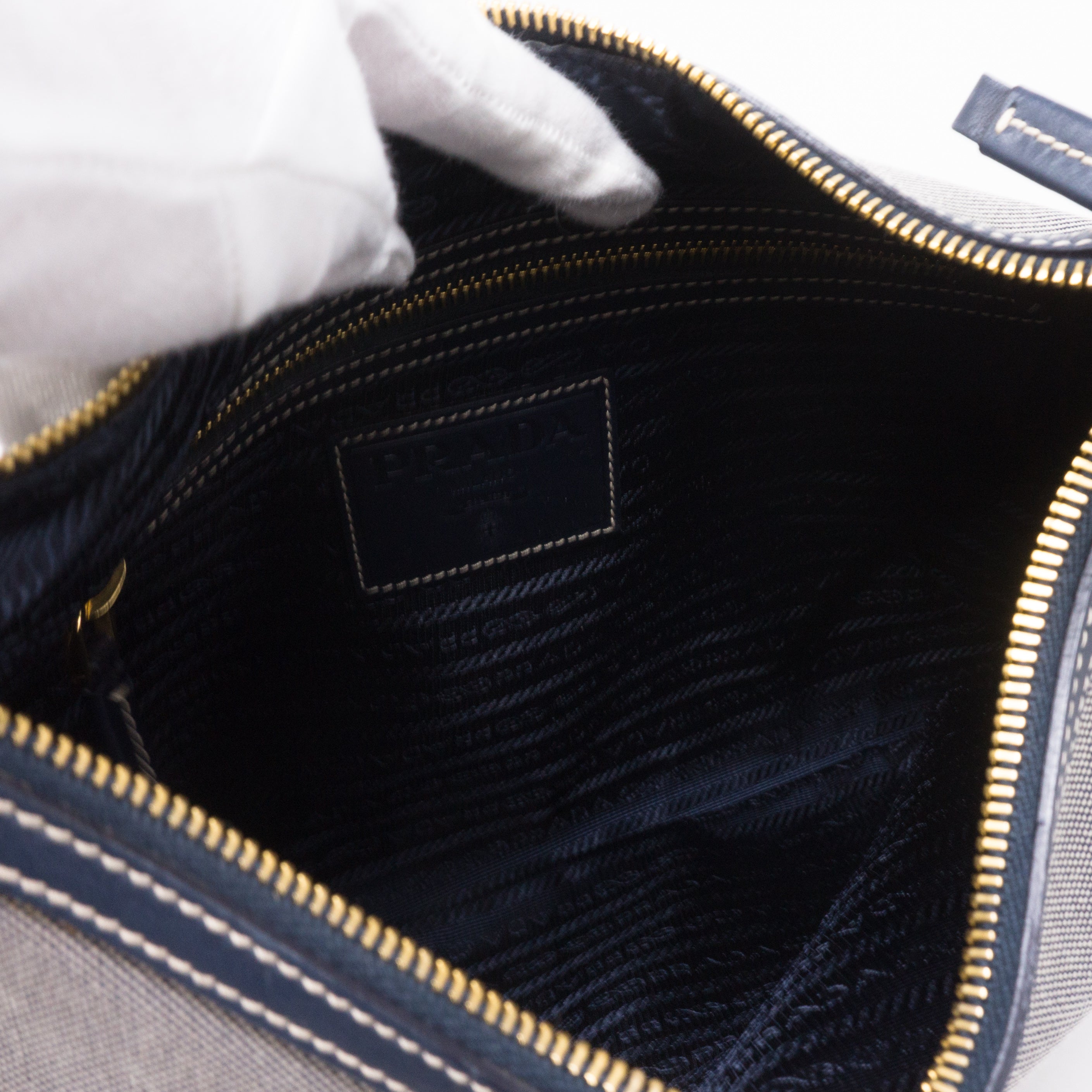 Blue Jacquard Hobo Bag