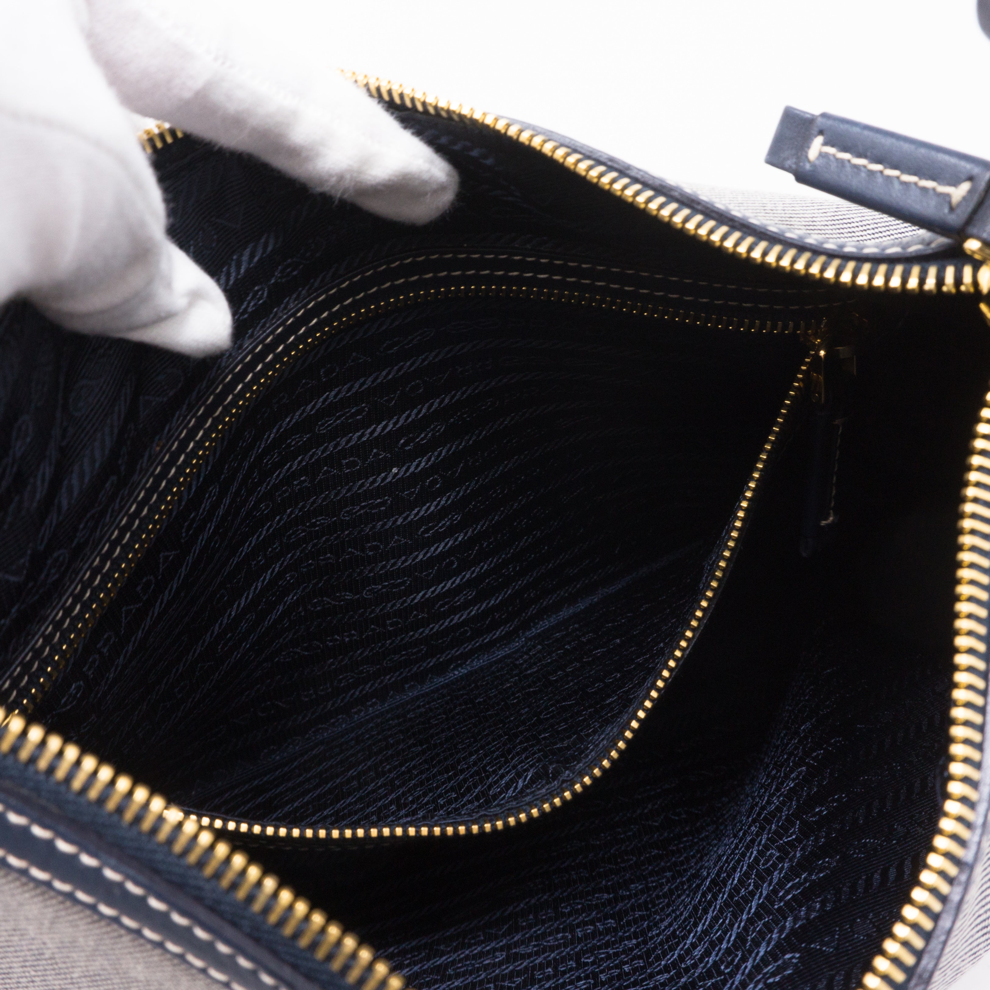 Blue Jacquard Hobo Bag