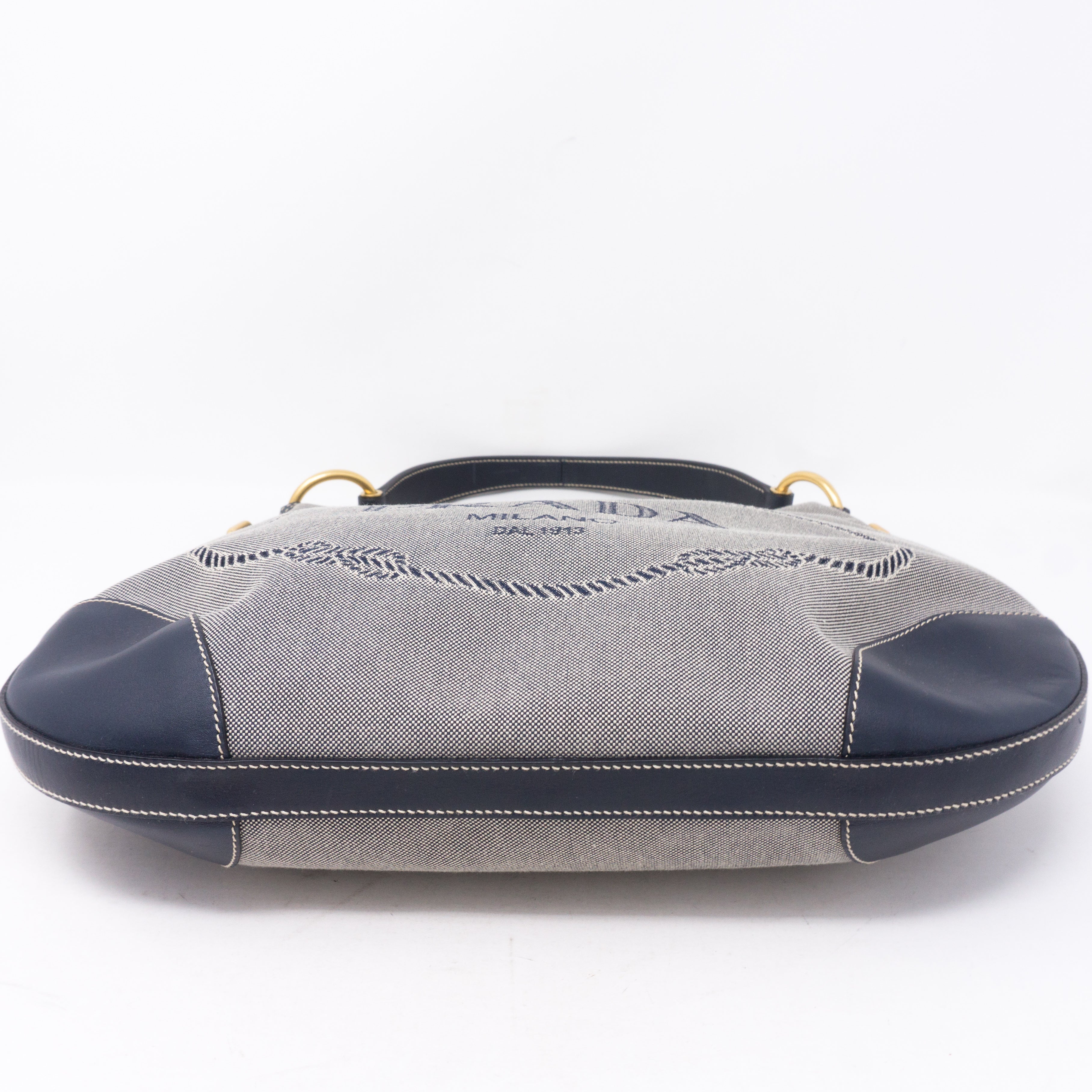 Blue Jacquard Hobo Bag