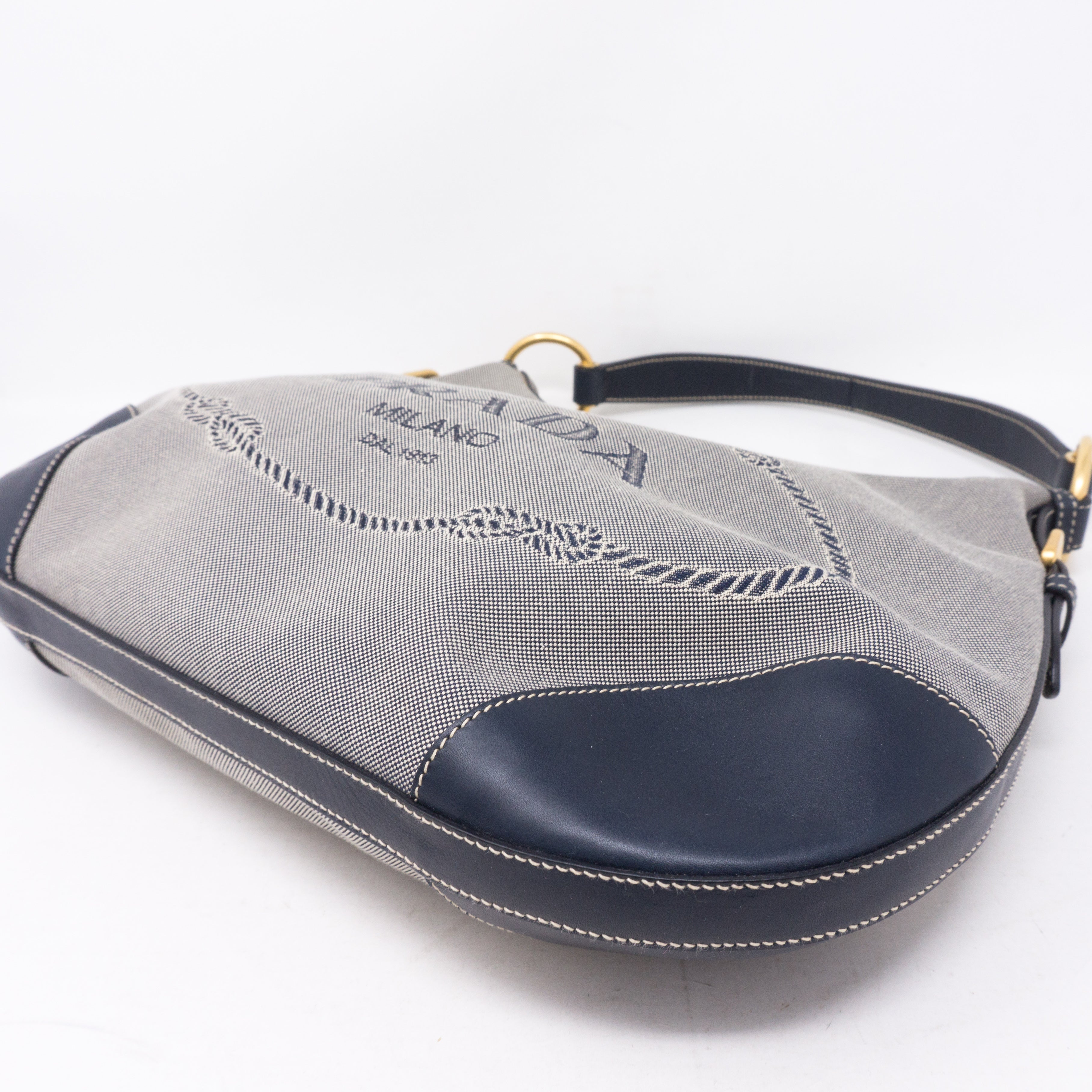 Blue Jacquard Hobo Bag