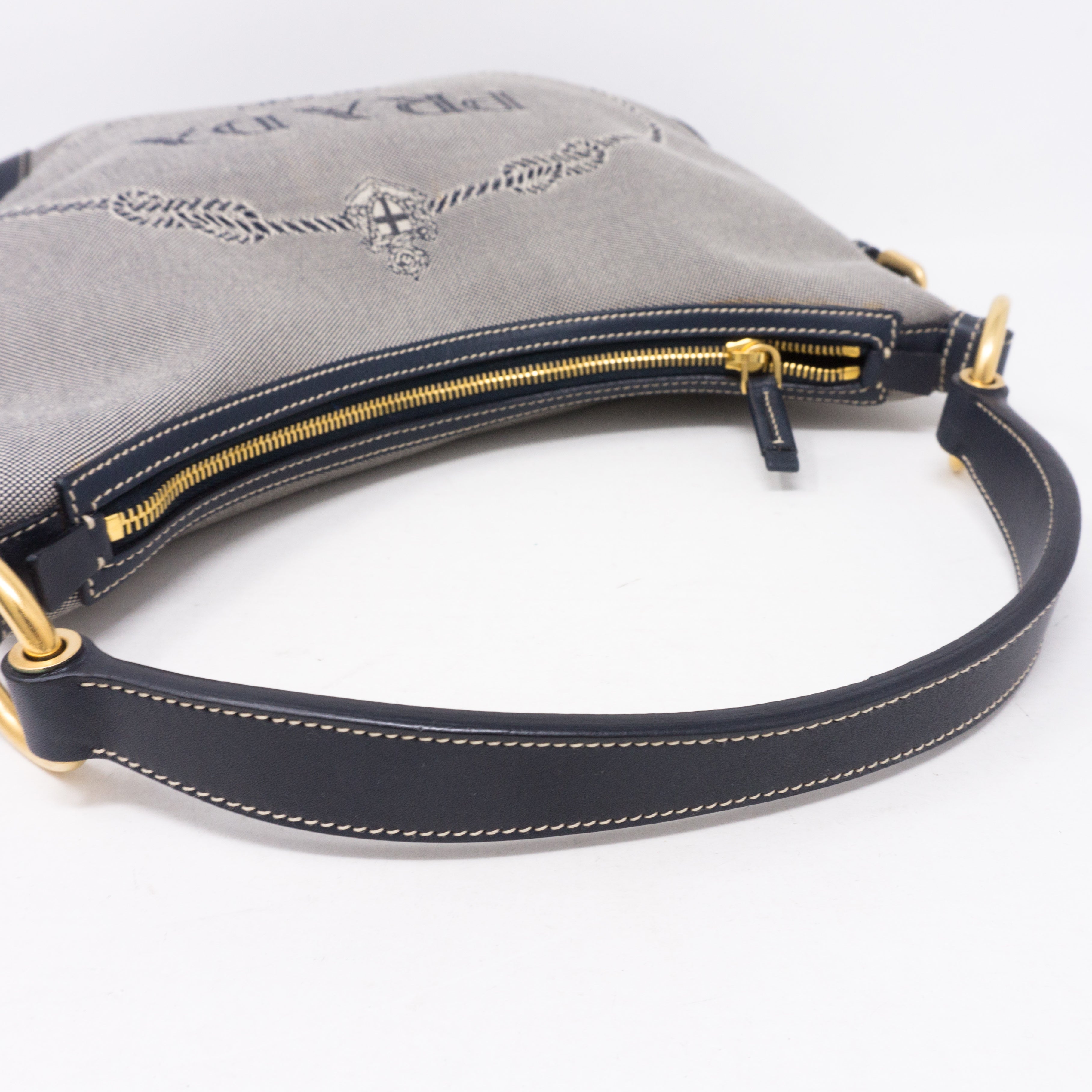 Blue Jacquard Hobo Bag