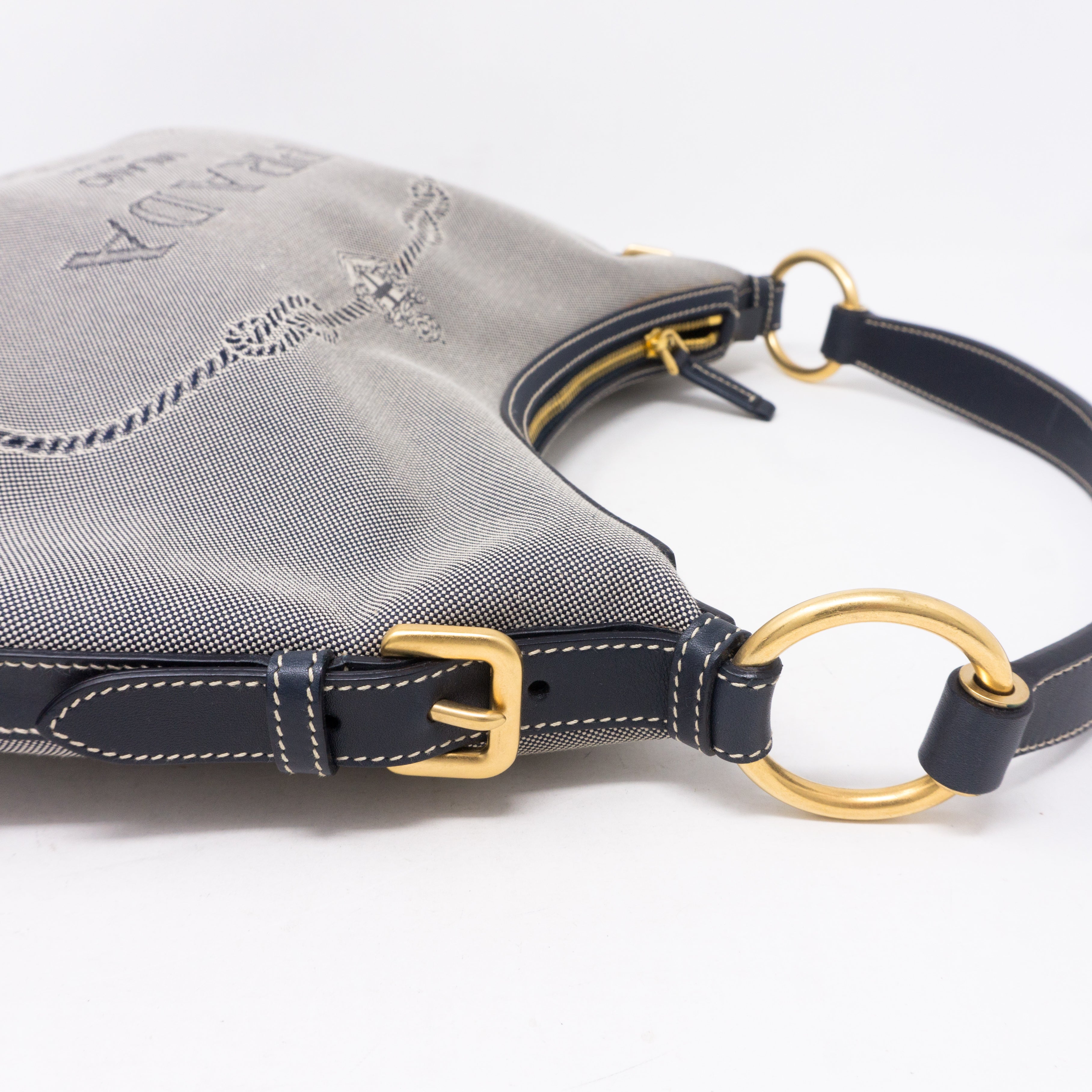 Blue Jacquard Hobo Bag