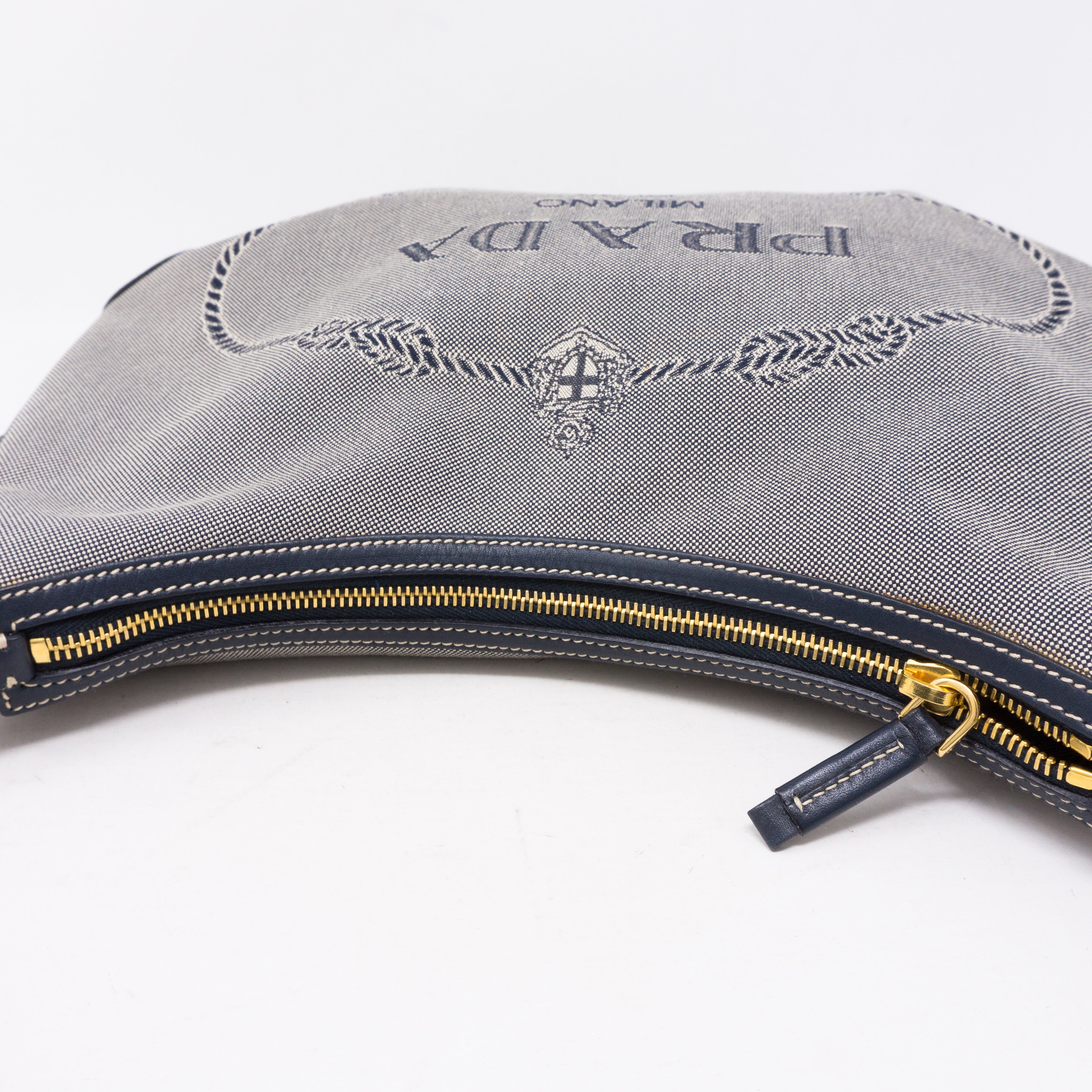Blue Jacquard Hobo Bag