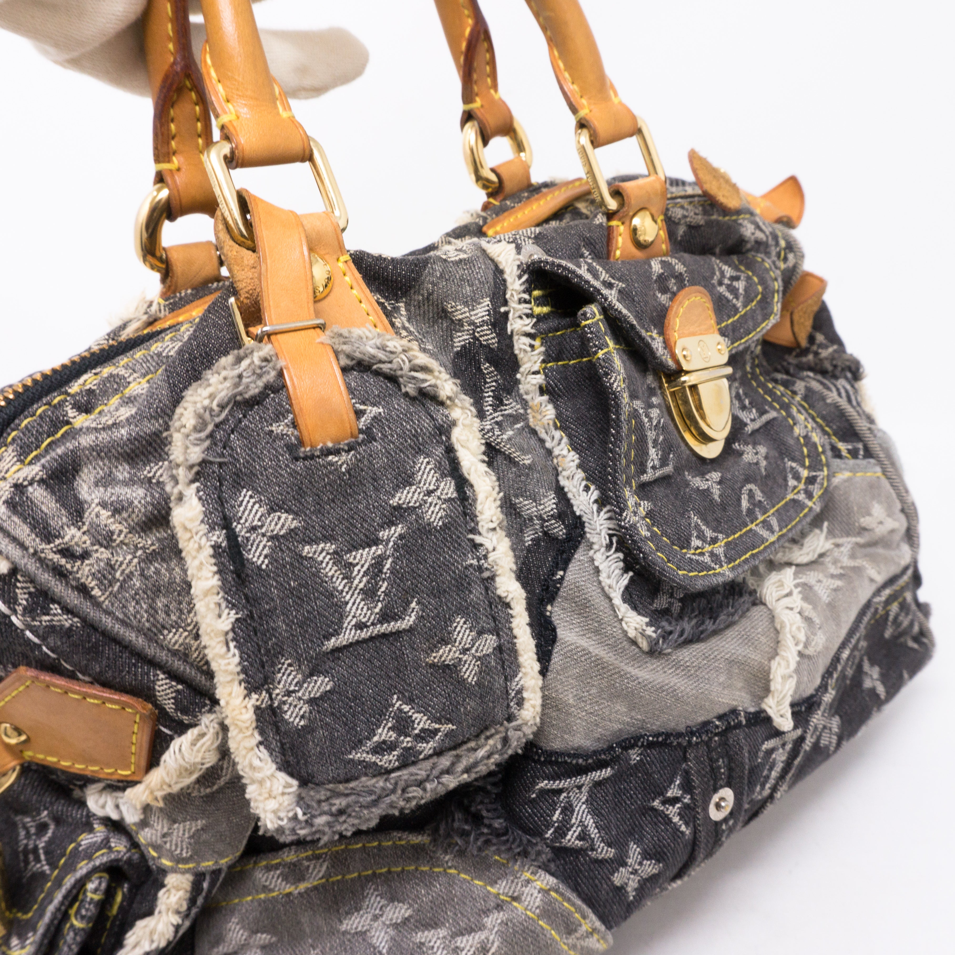 Patchwork Speedy Gray Denim Monogram